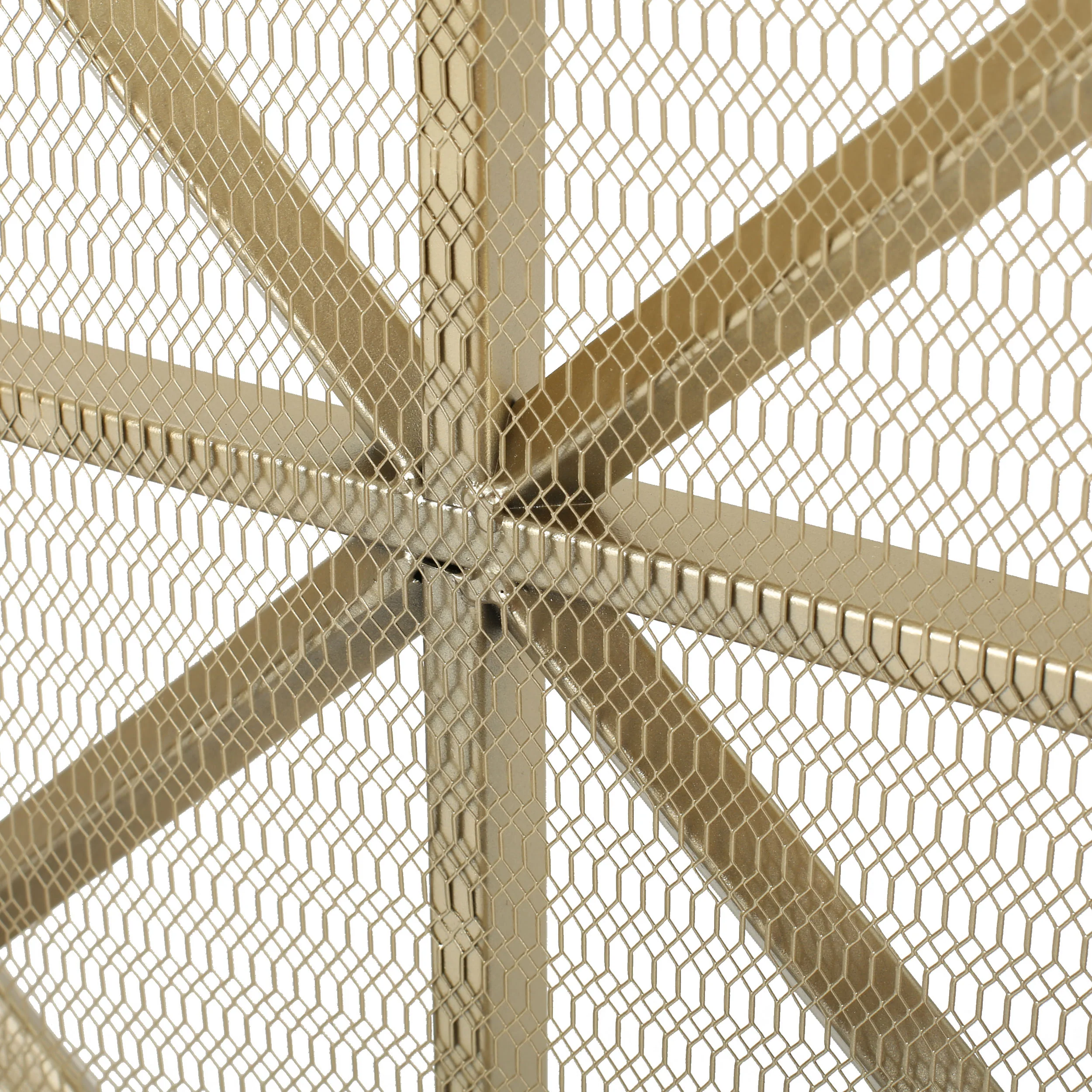 Mandralla Modern 3-Panel Iron Fireplace Screen with Cross Hatch Pattern - furnishings