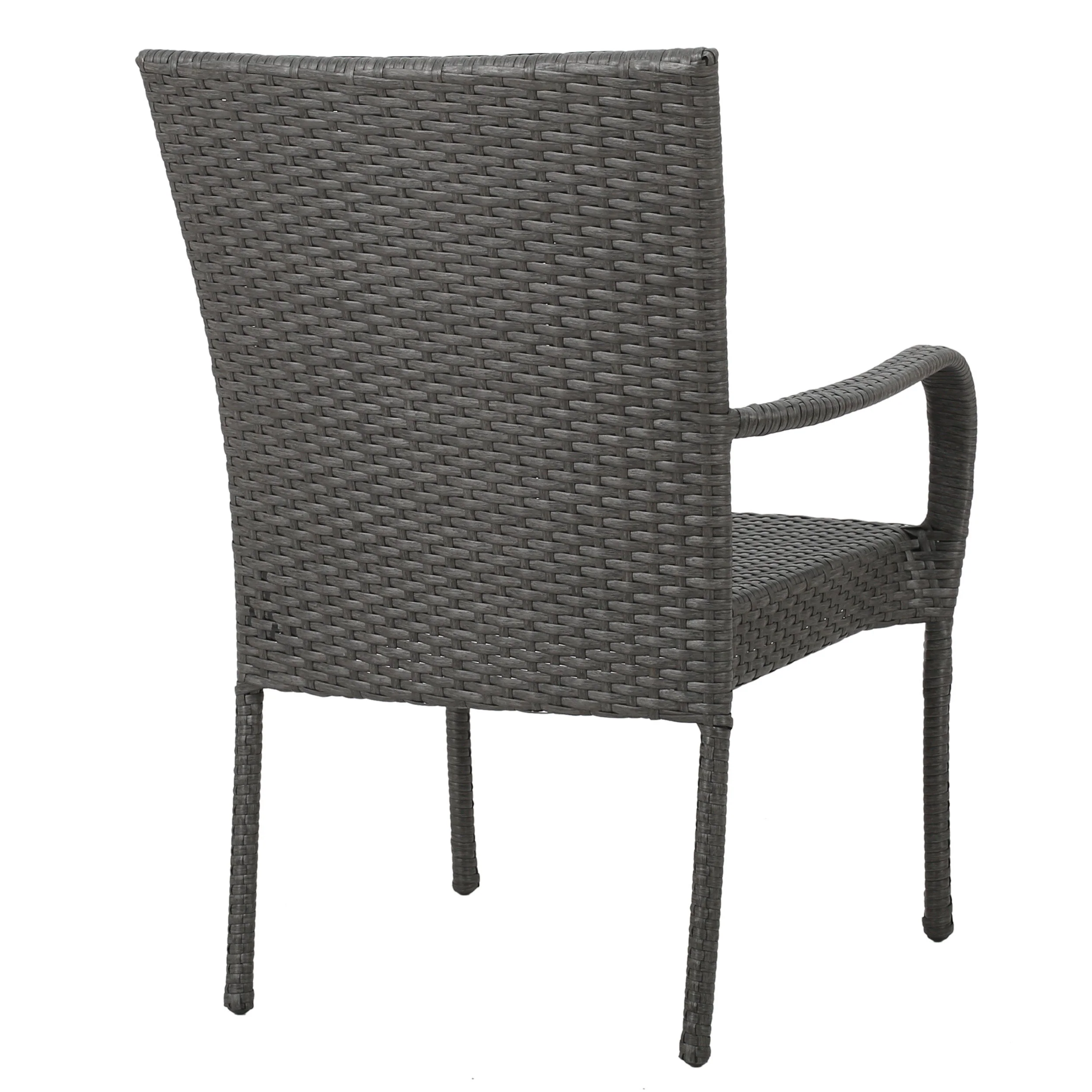 Madison Outdoor 6 Piece Stacking Grey Wicker and Concrete Dining Set - furnishings