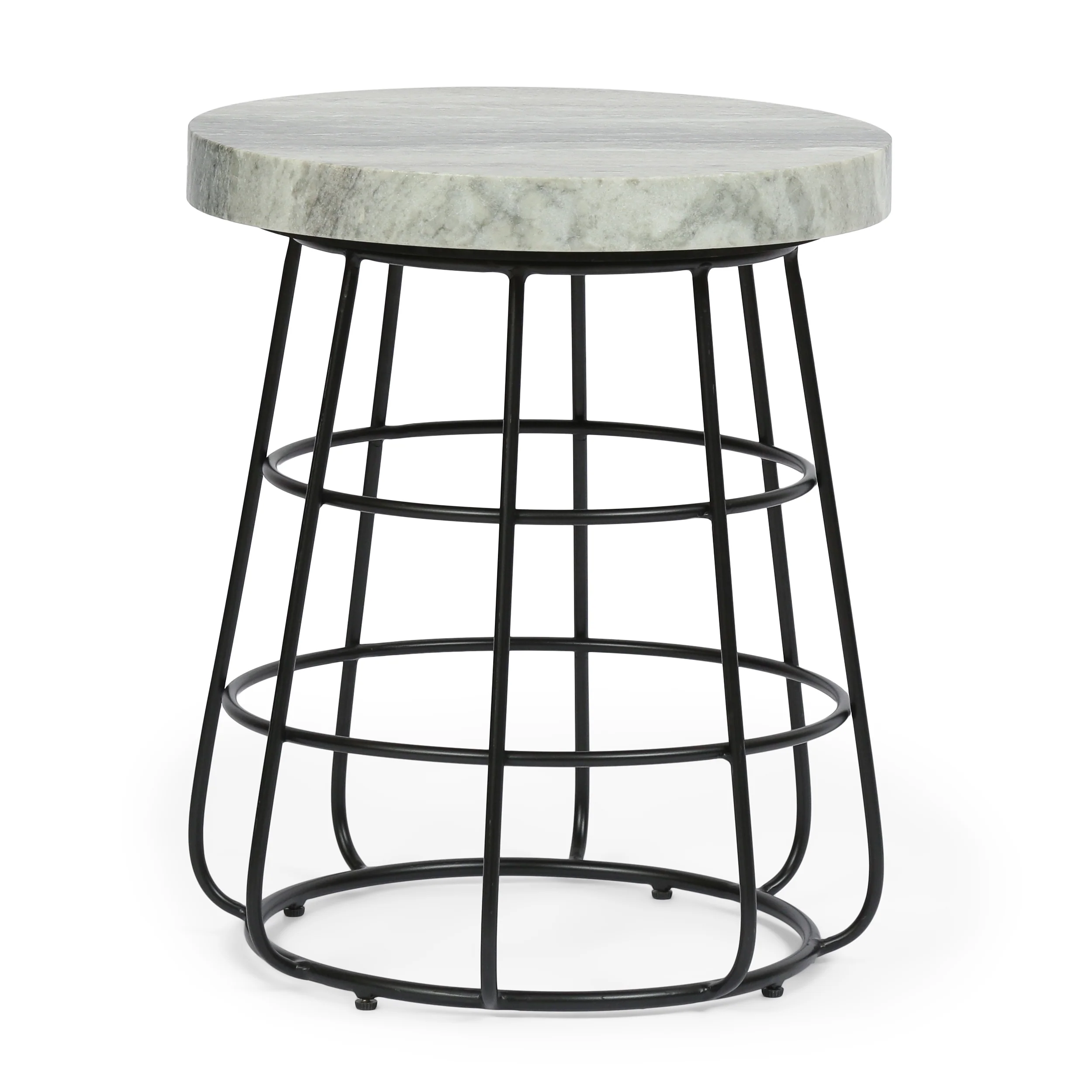 Breaden Modern Handcrafted Marble Side Table, Sand and Black - furnishings