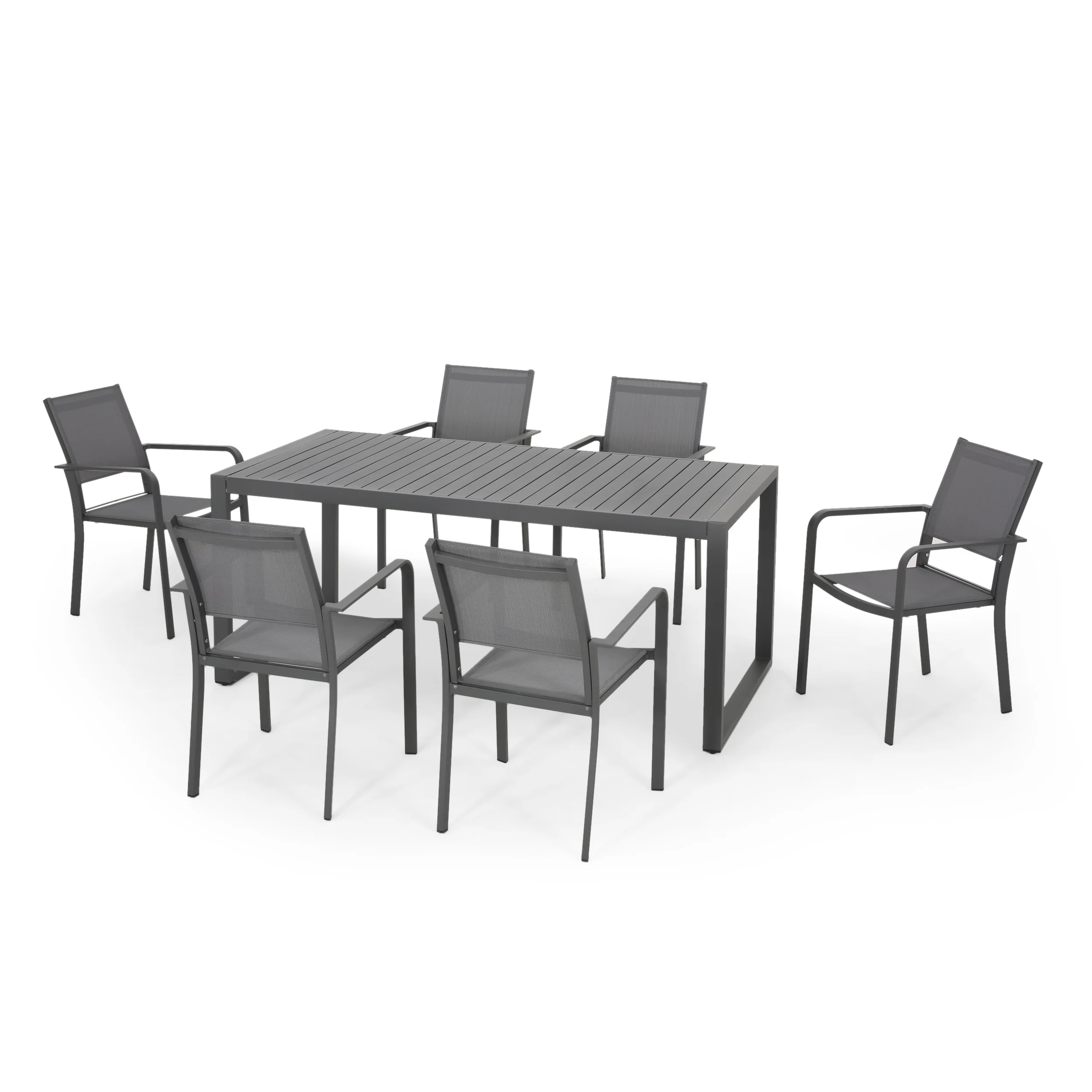 Maddi Outdoor 6 Seater Aluminum Dining Set - furnishings