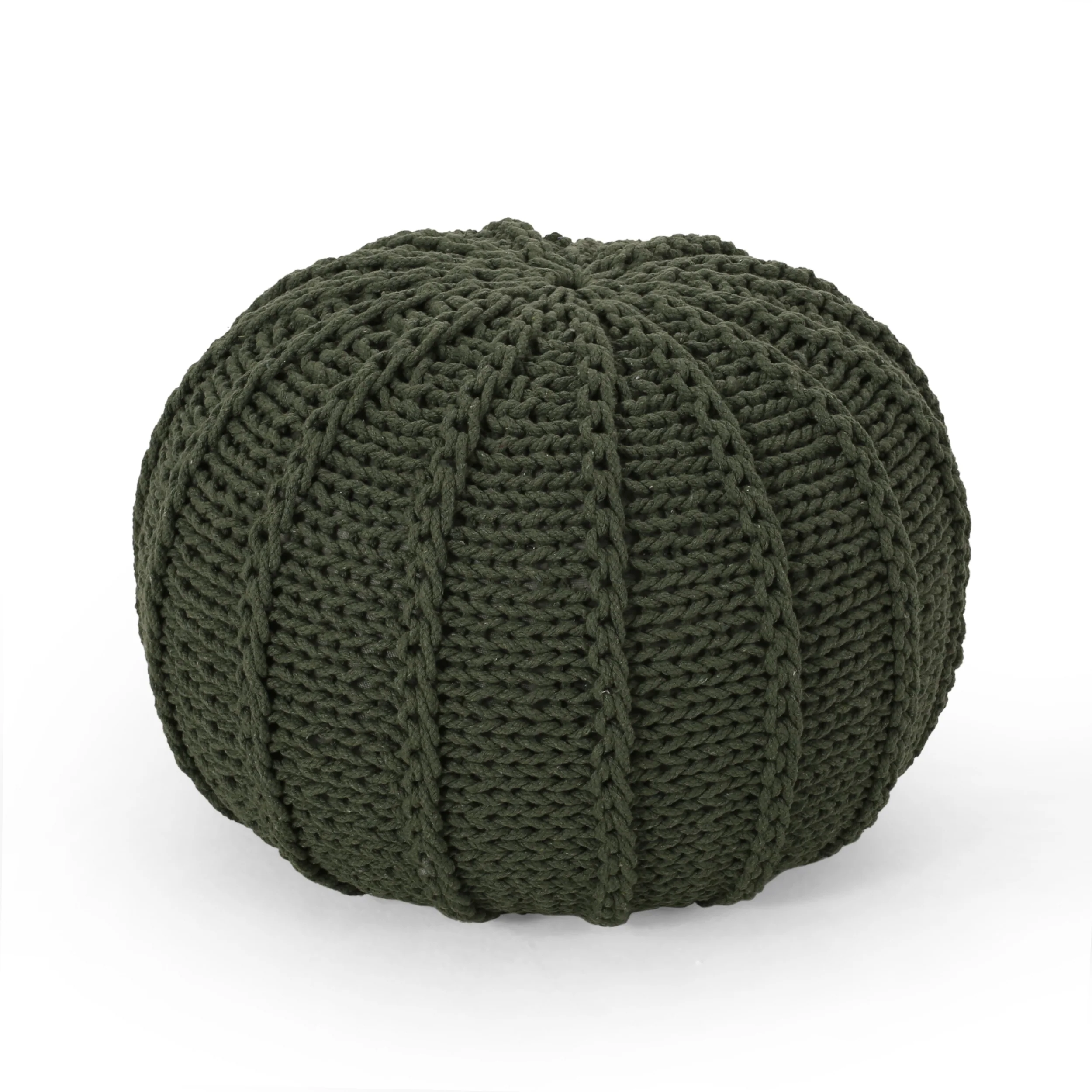 Agatha Modern Knitted Cotton Round Pouf - furnishings
