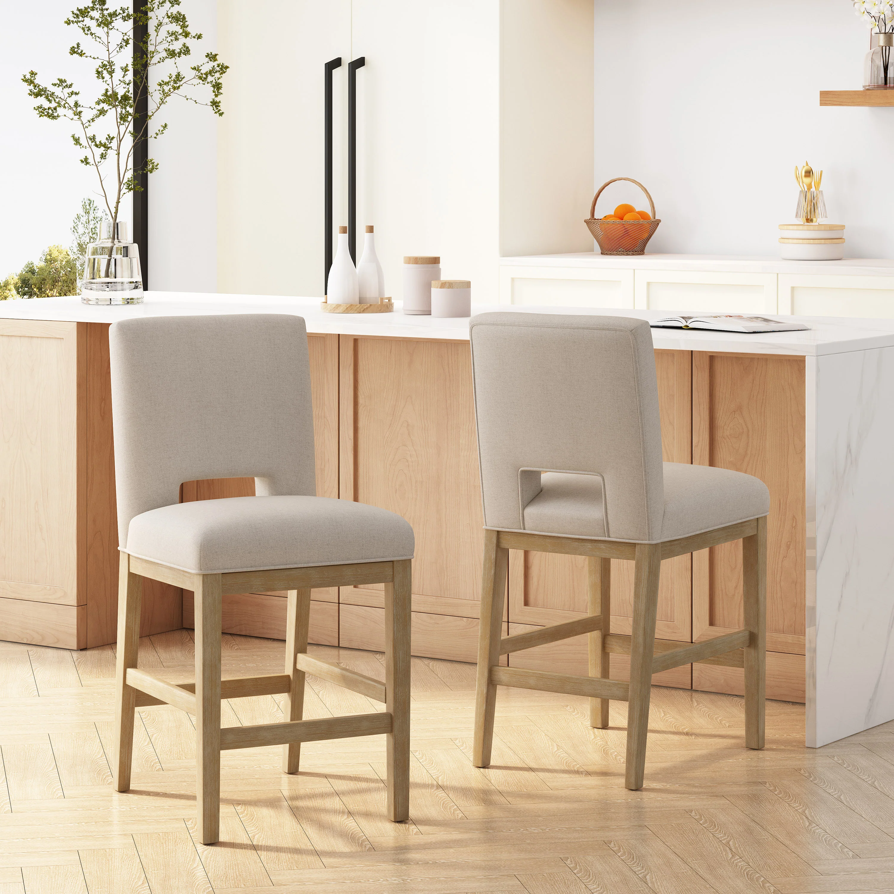 Kiara Contemporary Fabric Upholstered 27 Inch Counter Stools (Set of 2) - furnishings