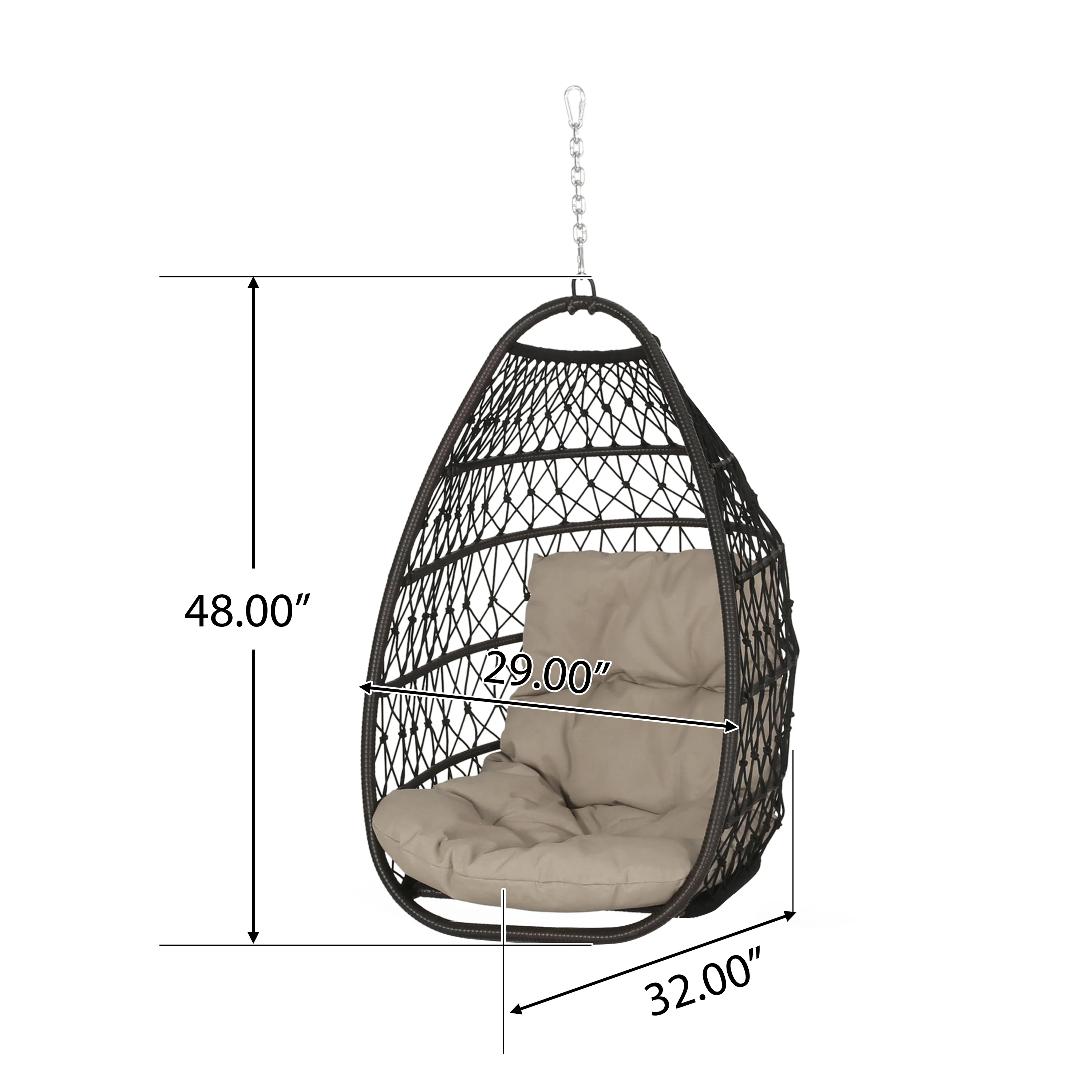 Coloma Outdoor Wicker Hanging Basket Chair with Cushions - furnishings
