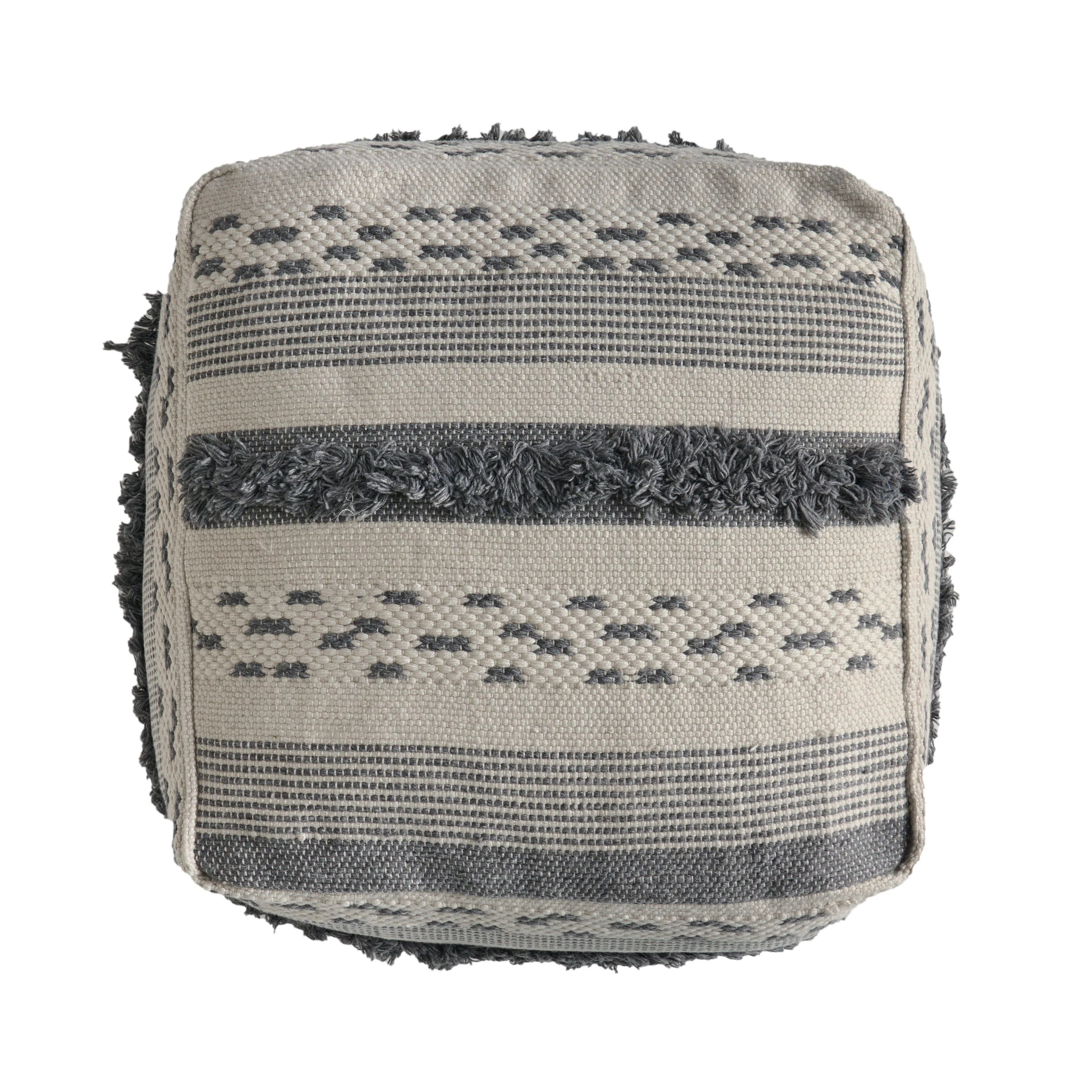 Evanora Contemporary Faux Yarn Pouf Ottoman - furnishings