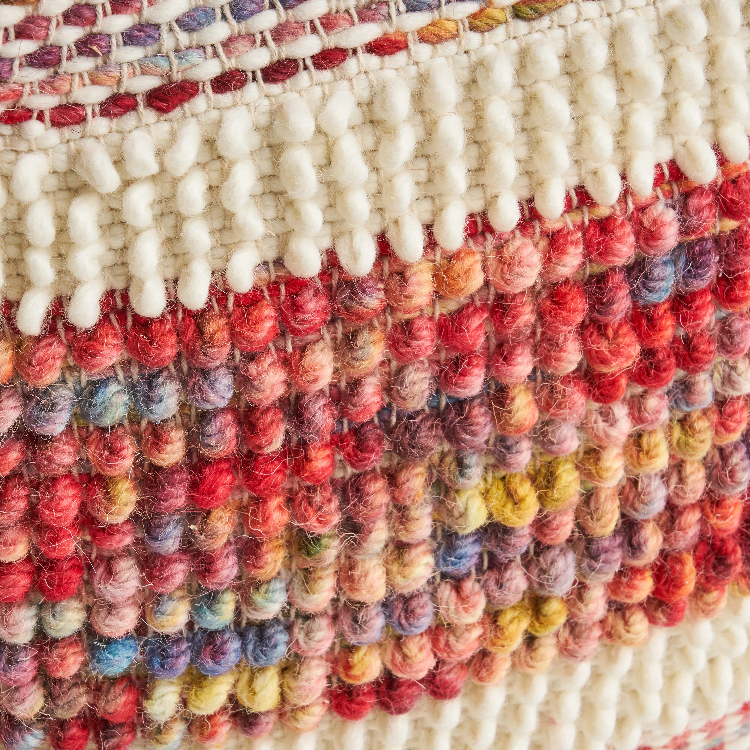 Trevin Boho Wool and Cotton Ottoman Pouf - furnishings