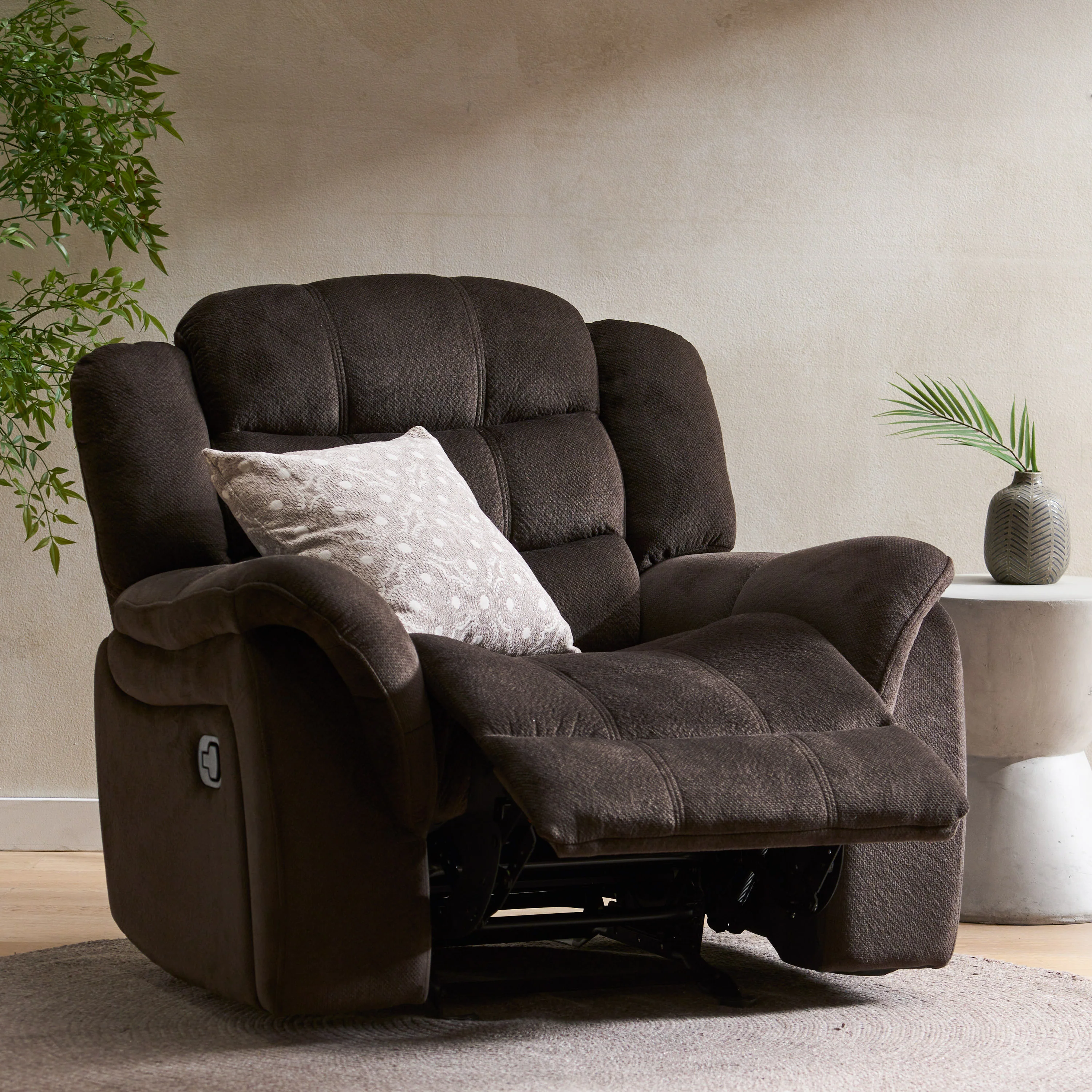 Hidal Brown Fabric Glider Recliner Club Chair - furnishings
