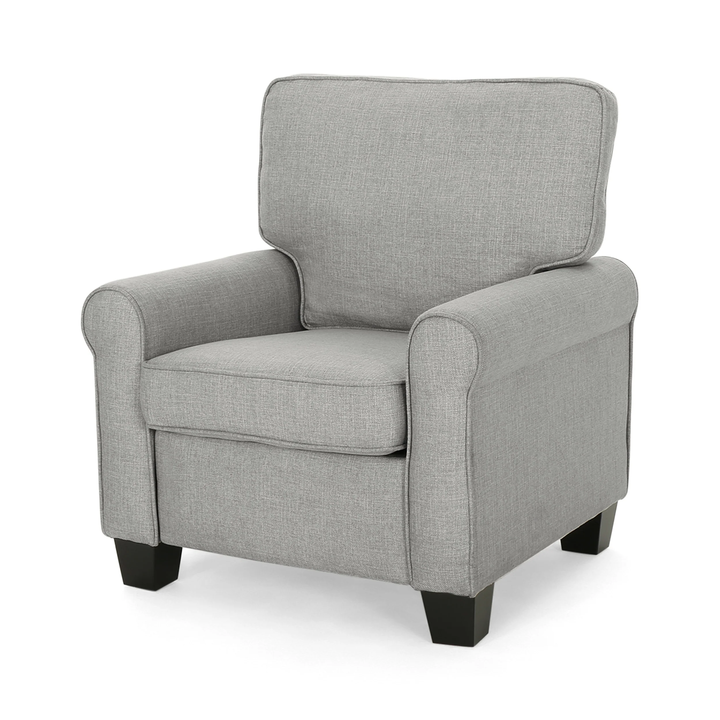 Patricia Contemporary Scrolled Arm Upholstered Fabric Club Chair w/ Tonal Piping - furnishings