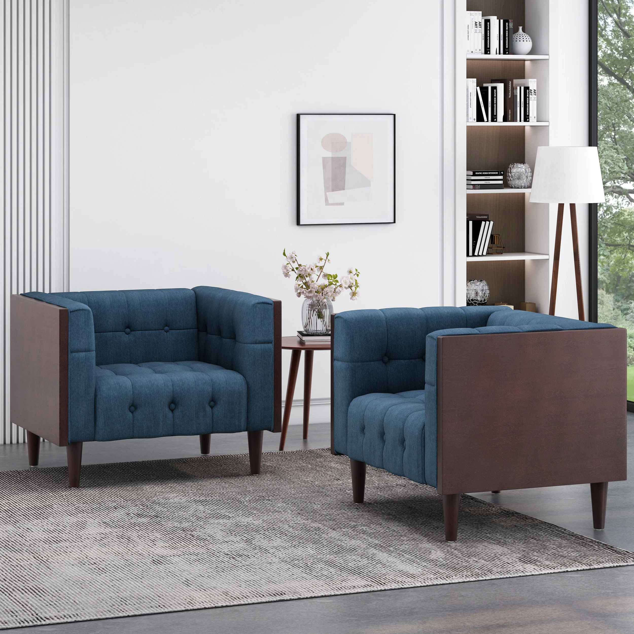 Croton Contemporary Tufted Club Chairs, Set of 2 - furnishings