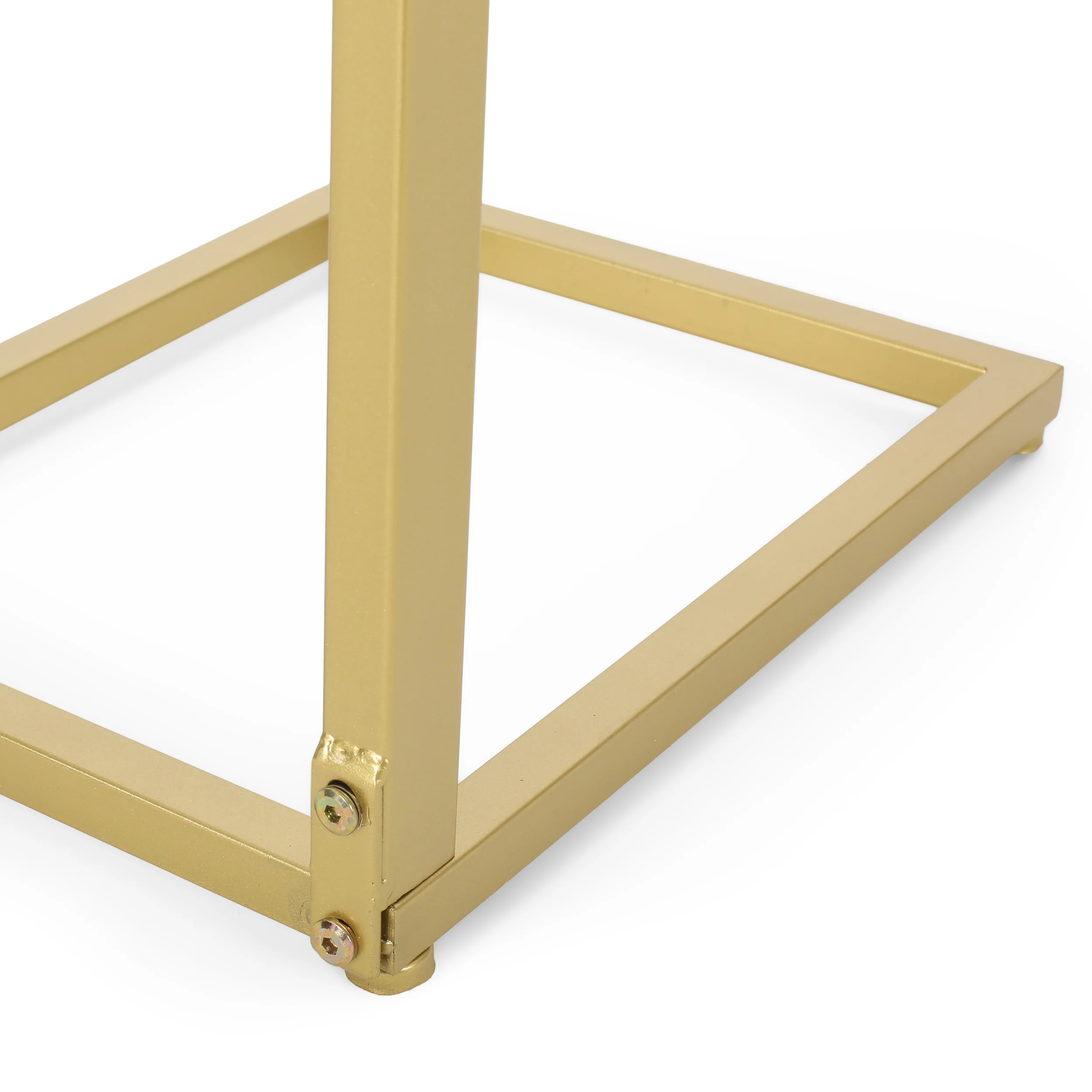 Hebble Modern Glam Glass Top C-Shaped Side Table, Gold - furnishings