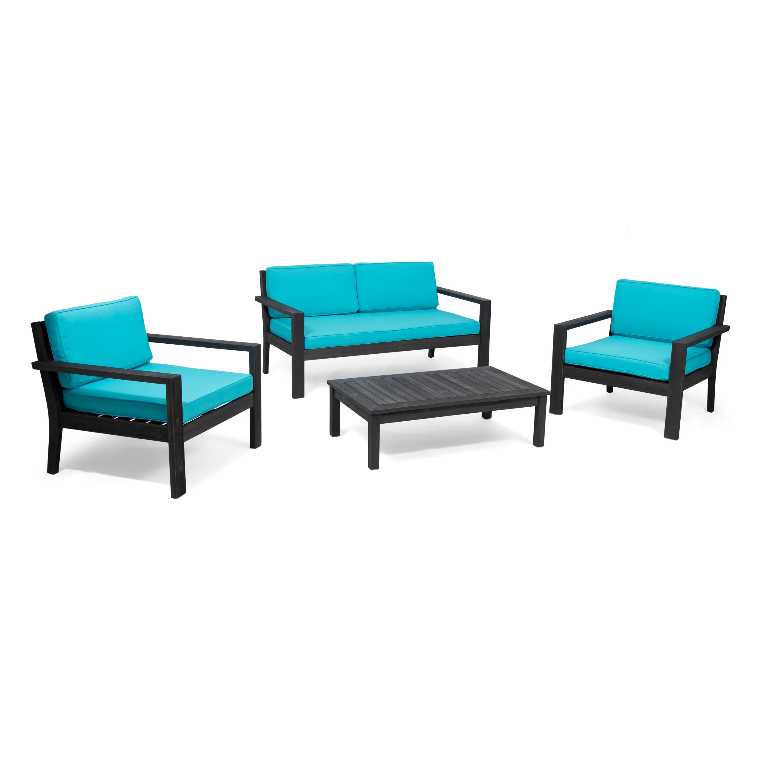 Joanne Outdoor 4 Seater Acacia Wood Chat Set with Cushions - furnishings