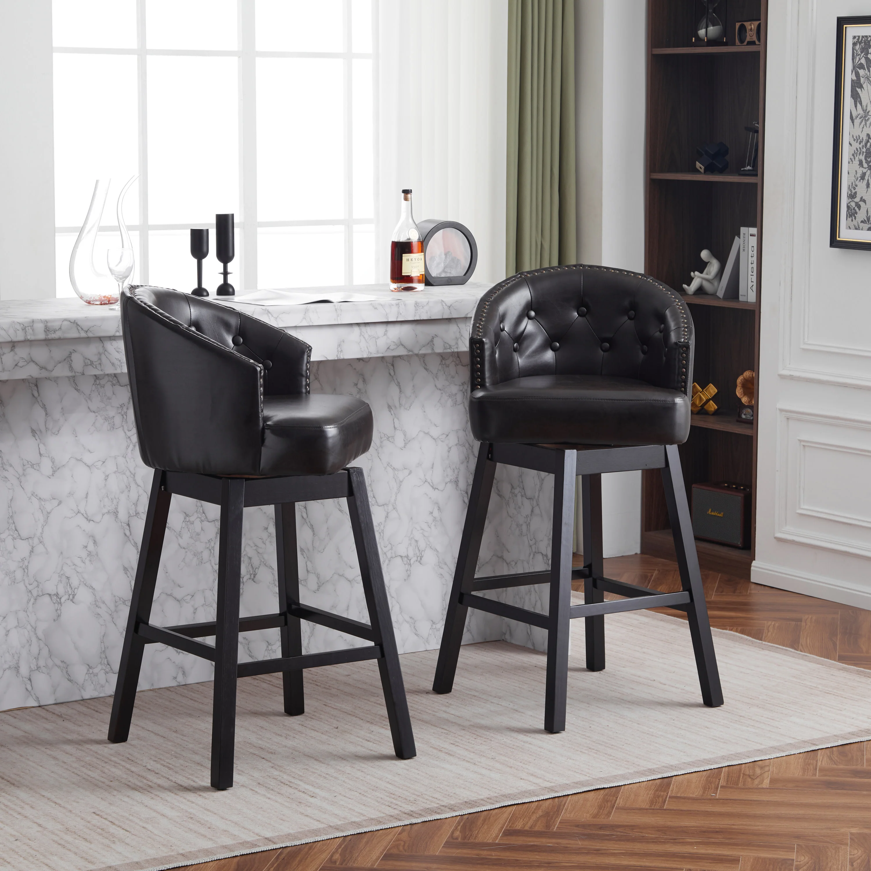 Skyleer Swivel Upholstered Counter Stools - furnishings