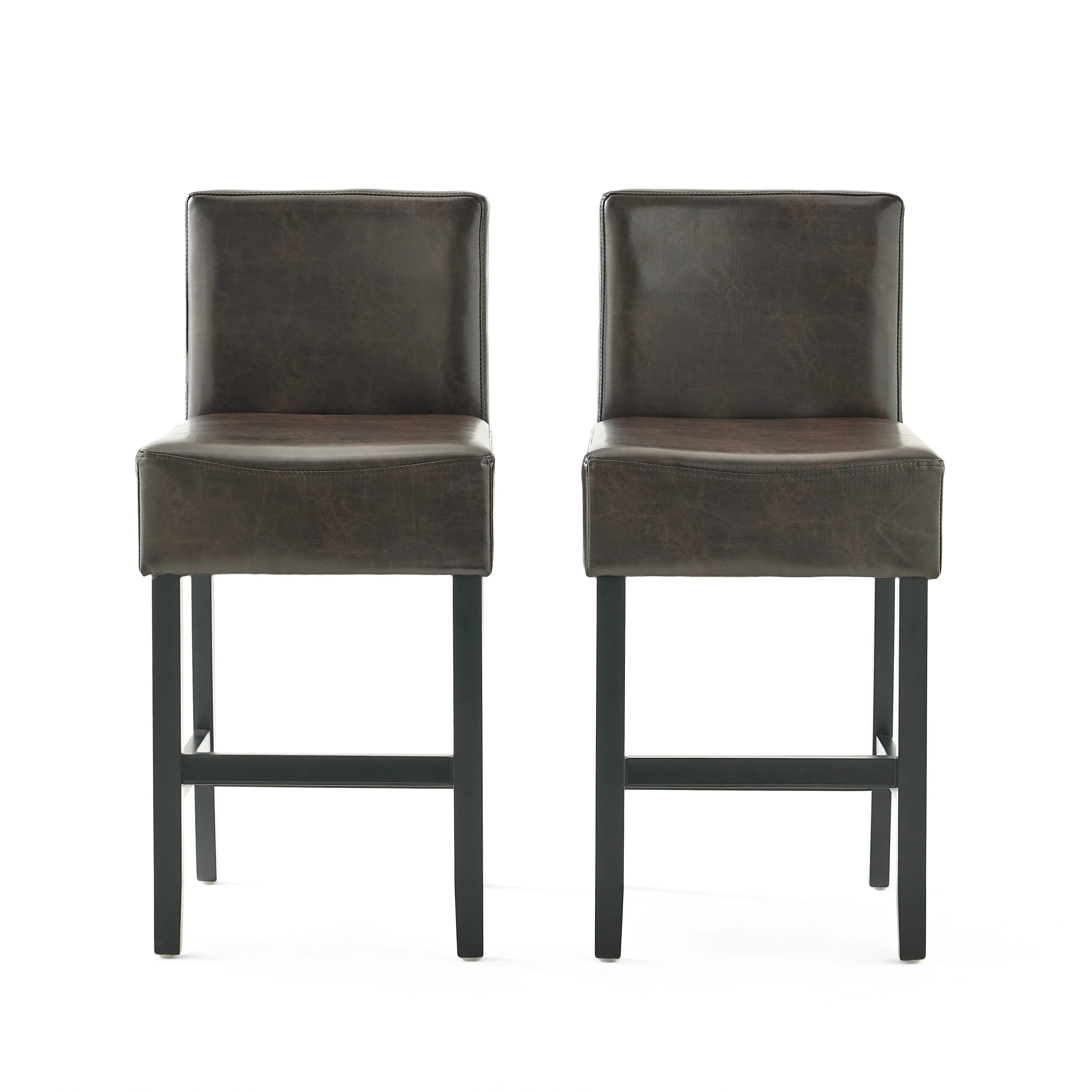 Seigel 19-Inch Brown Bonded Leather Counter Stool (Set of 2) - furnishings