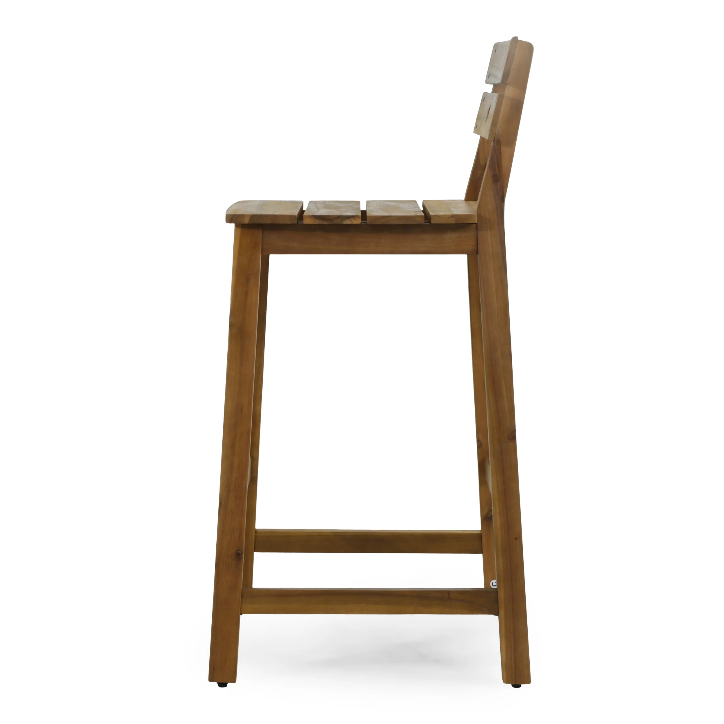 Munro Outdoor/Indoor Acacia Wood Backed Barstools, Set of 2, Teak - furnishings