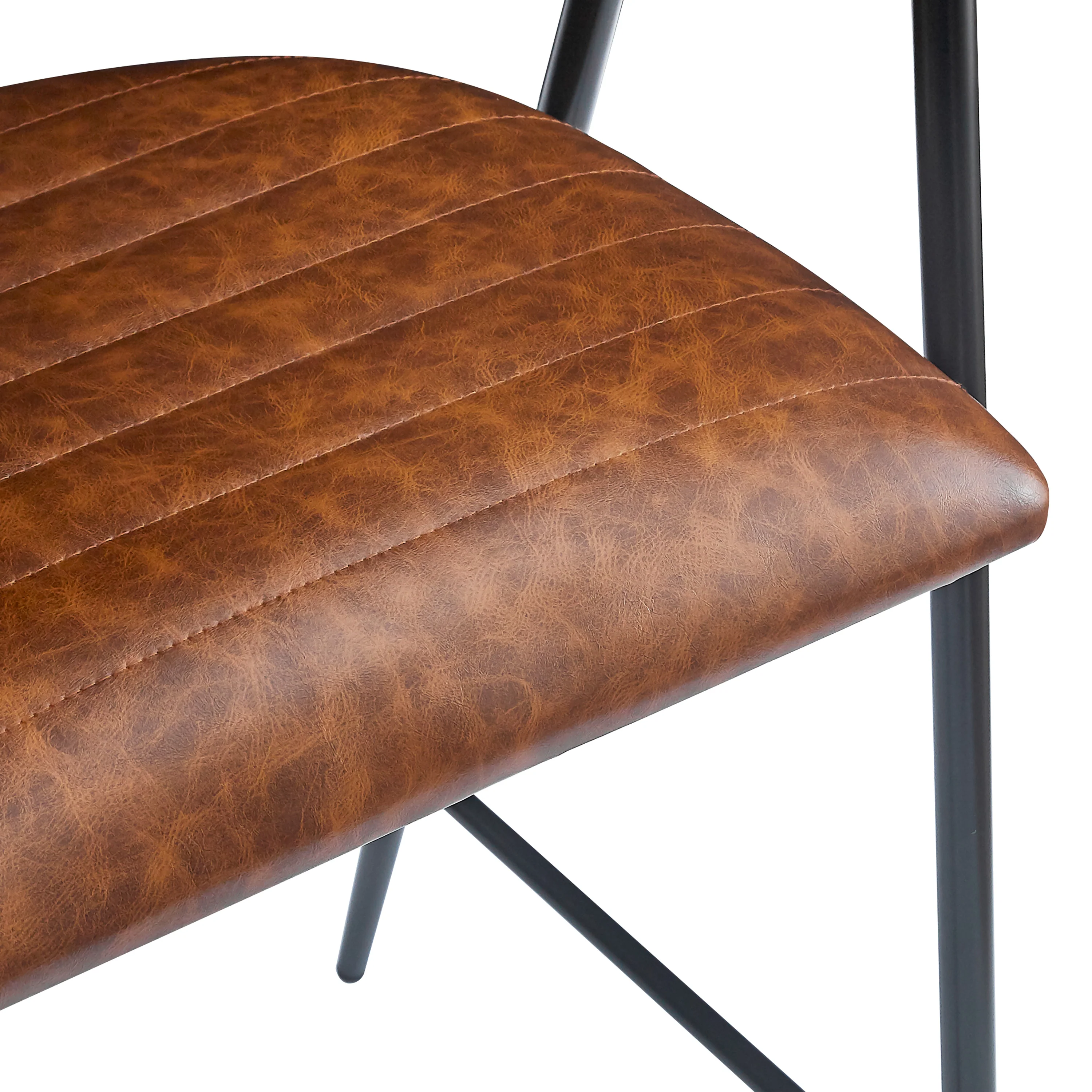 Ashbia Modern Upholstered PU Leather Counter Stools with Iron Frame, Set of 2 - furnishings