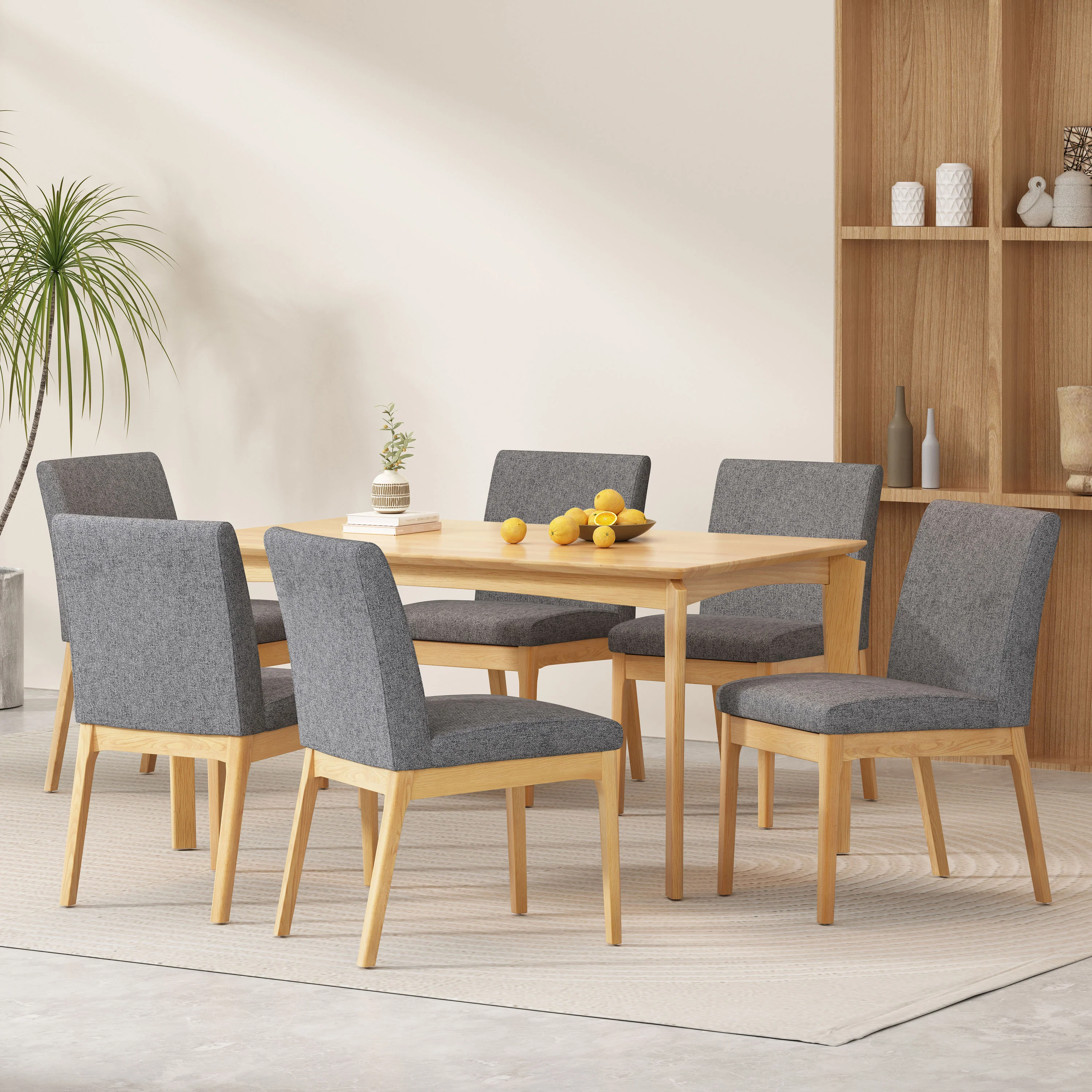 Ballantrae Wood and Fabric 7 Piece Dining Set - furnishings