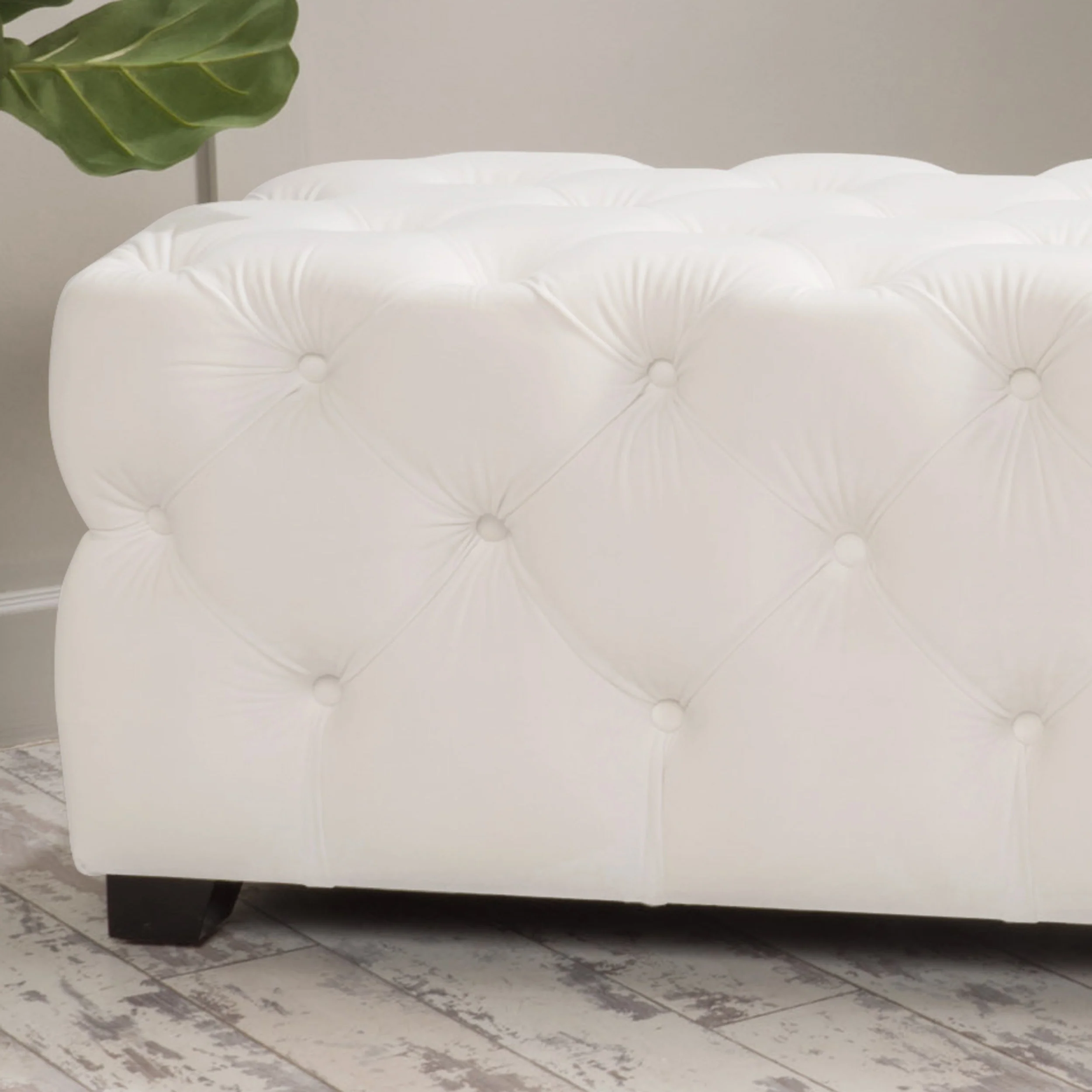 Provence Modern Glam Tufted Velvet Ottoman Bench - furnishings