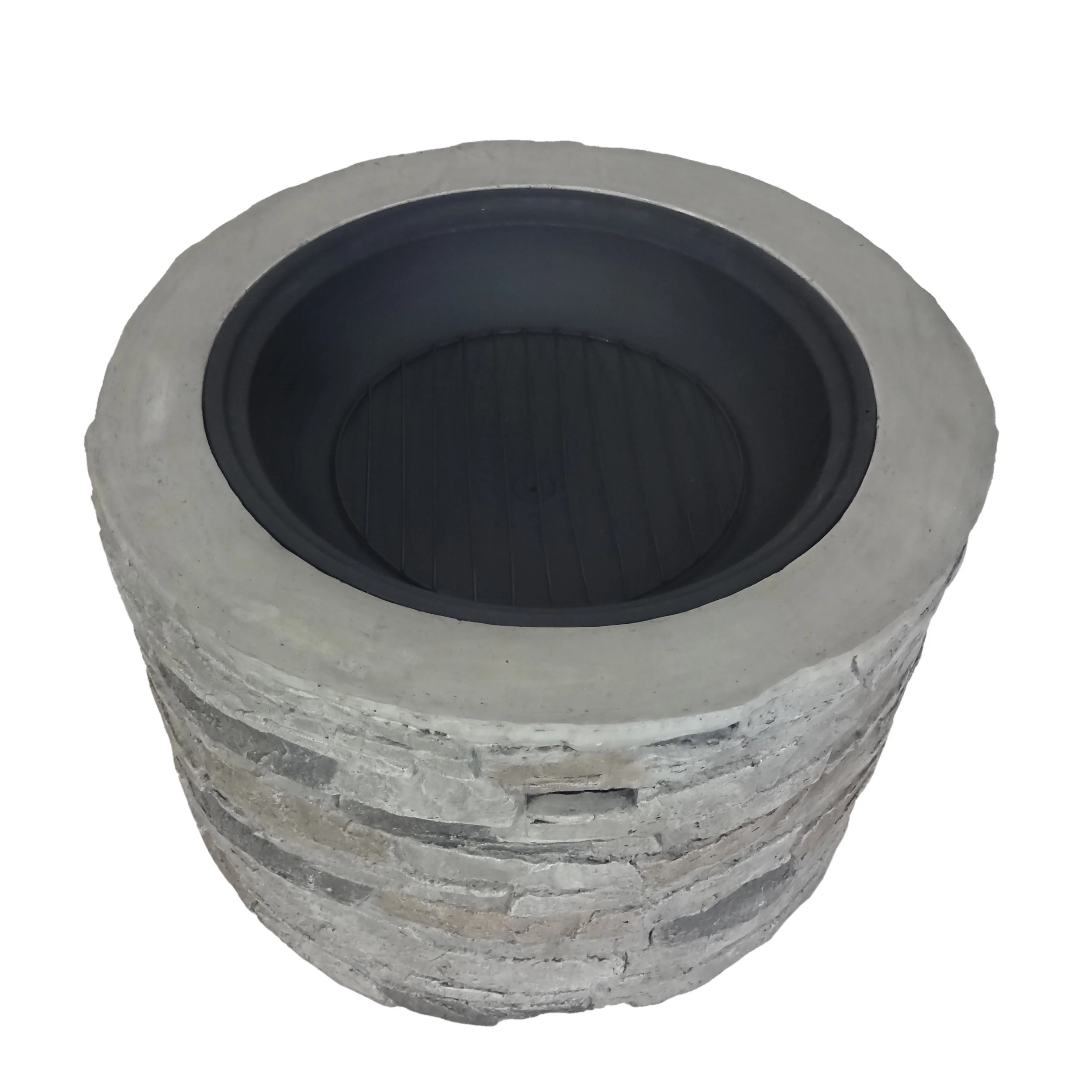 Dione Outdoor 32-inch Wood Burning Light-Weight Concrete Round Fire Pit, Grey - furnishings