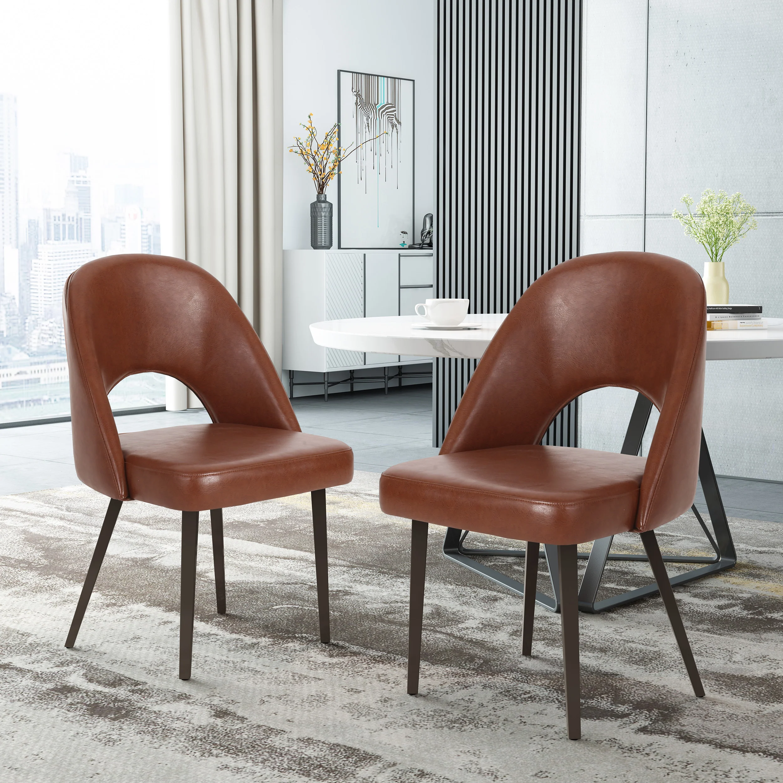 Odum Abbeville Contemporary Open Back Dining Chairs, Set of 2 - furnishings