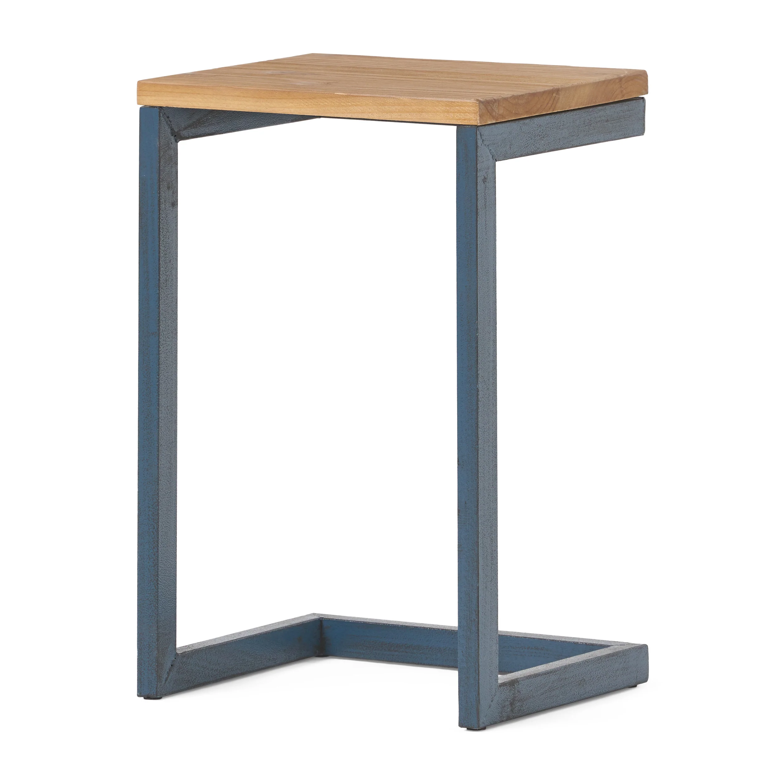 Ramona Modern Industrial Firwood C-Shaped Accent Side Table with Iron Frame - furnishings