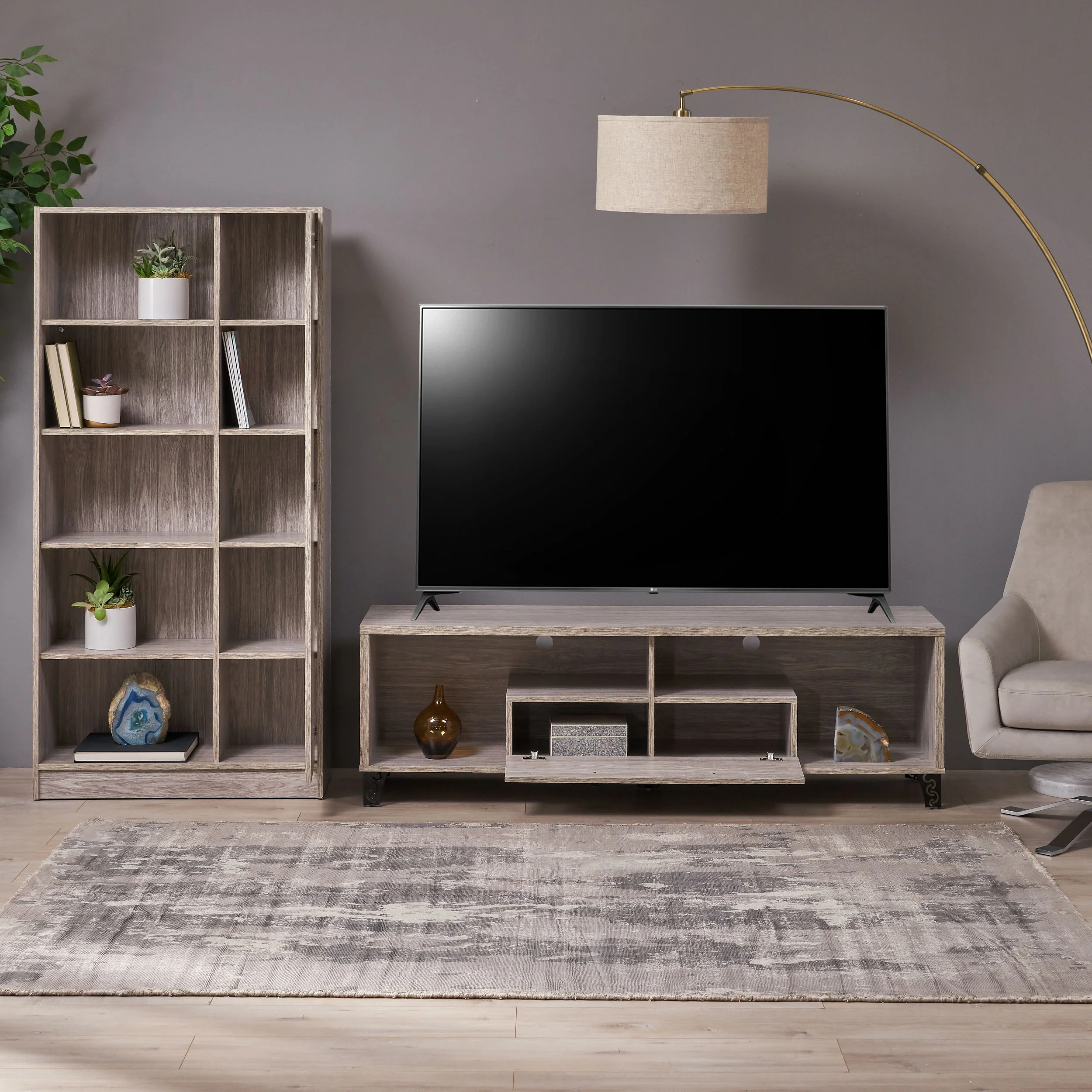 Voss Mid Century 2 Piece TV Stand & Bookcase Set - furnishings