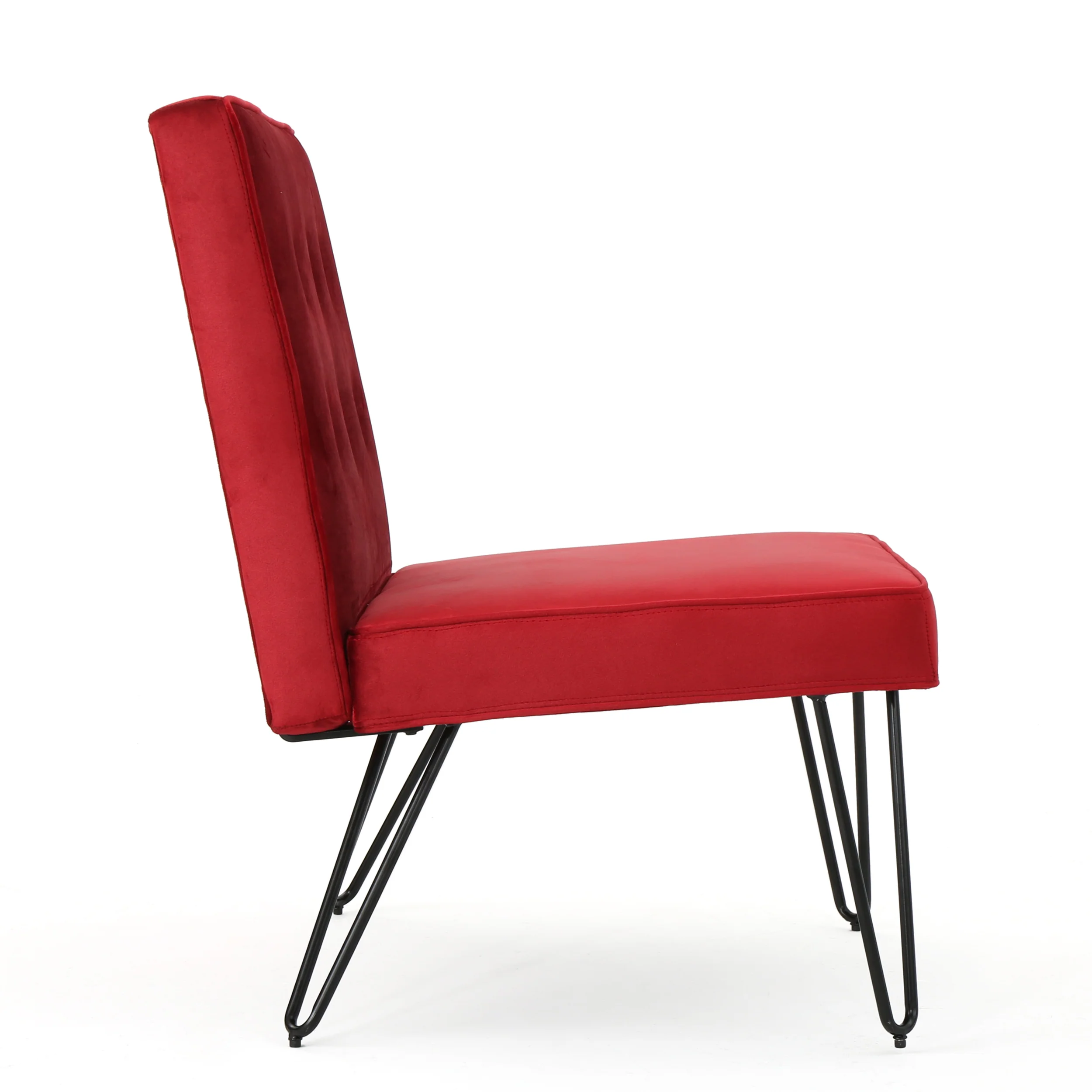 DuSoleil Modern Button Tufted Armless Velvet Accent Chair with Hairpin Legs - furnishings