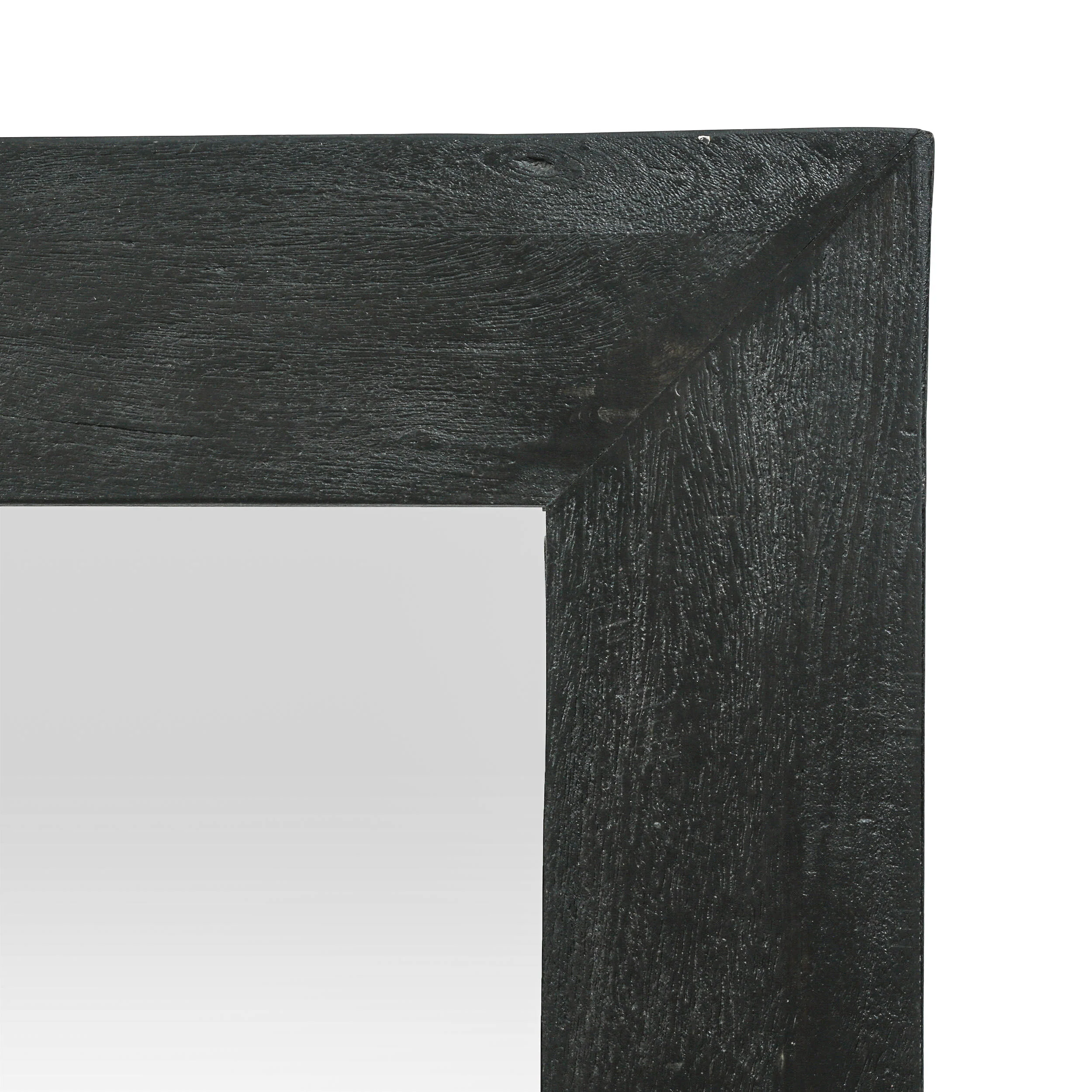 Ramsay Rustic Handcrafted Mango Wood Full Length Standing Mirror, Black and Brown - furnishings
