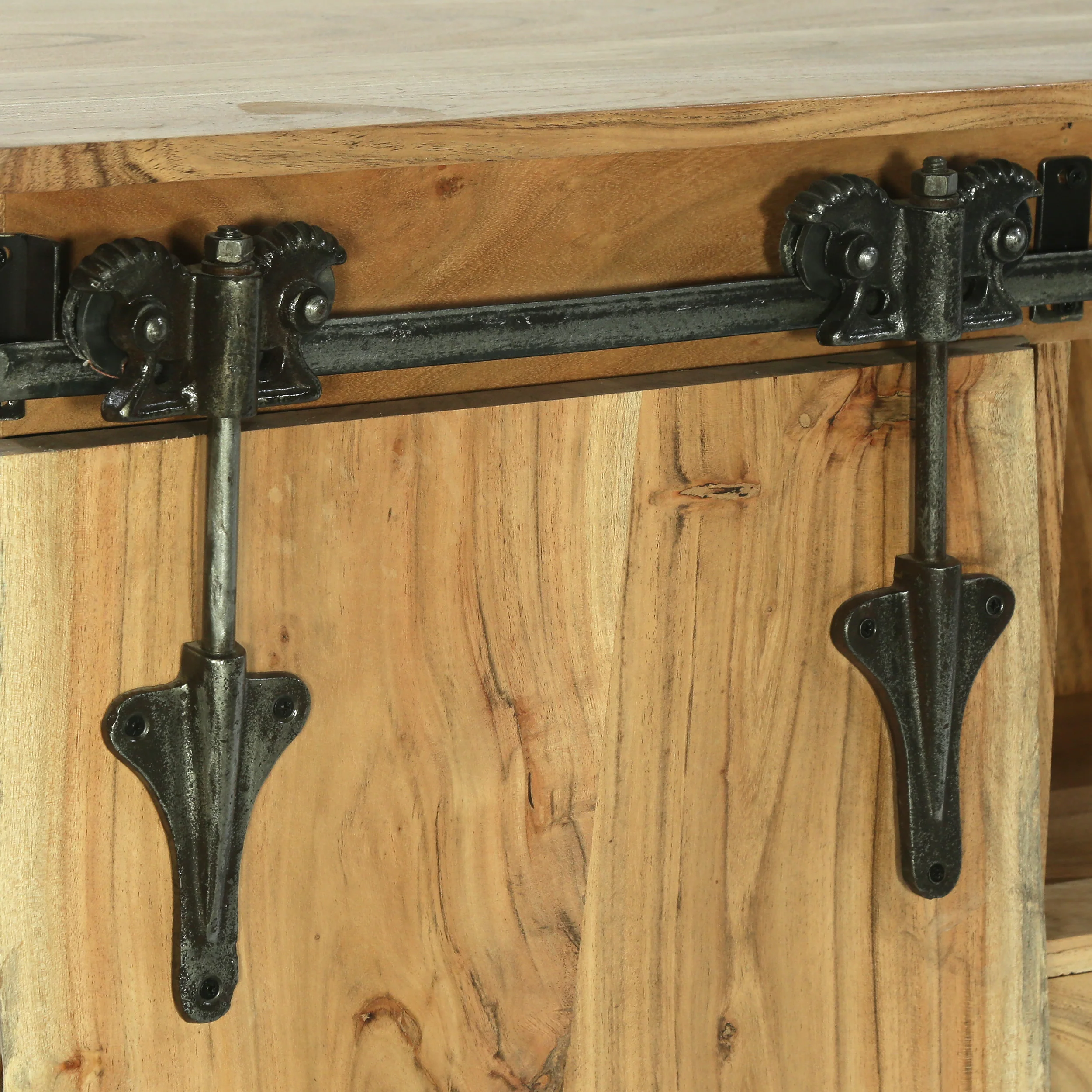 Veatch Modern Industrial Handcrafted Acacia Wood Live Edge Sideboard with Sliding Door, Natural and Black - furnishings