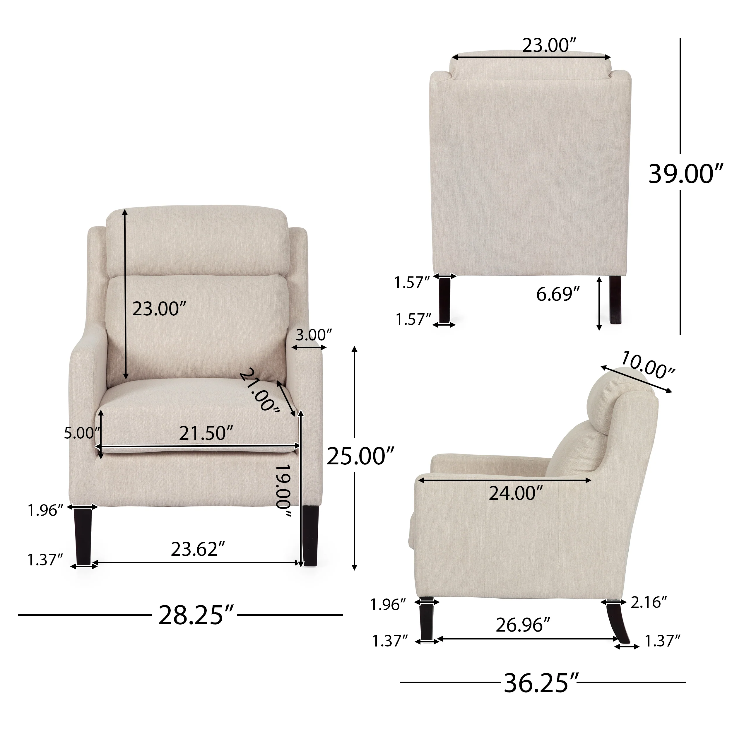 Baden Contemporary Pillow Tufted Fabric Club Chair - furnishings