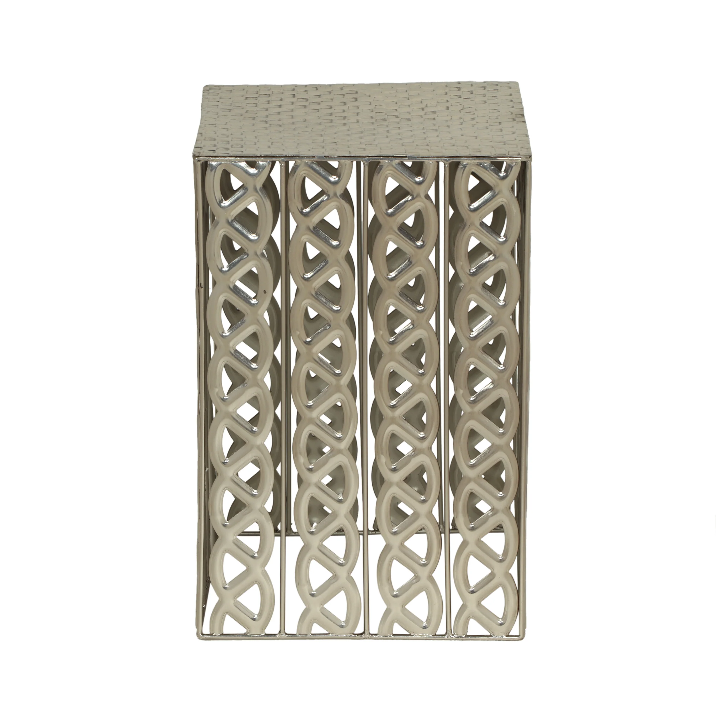 Valen Modern Square Iron Accent Table, Nickel Antique - furnishings