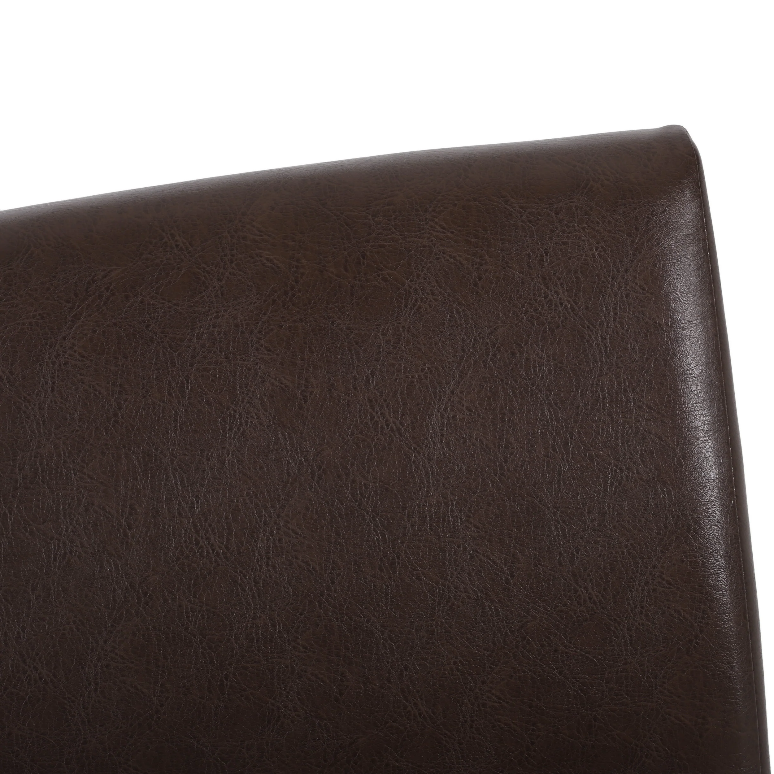 Hampton Mid Century Modern Upholstered Dining Chairs, Set of 4, Dark Brown Faux Leather and Walnut - furnishings