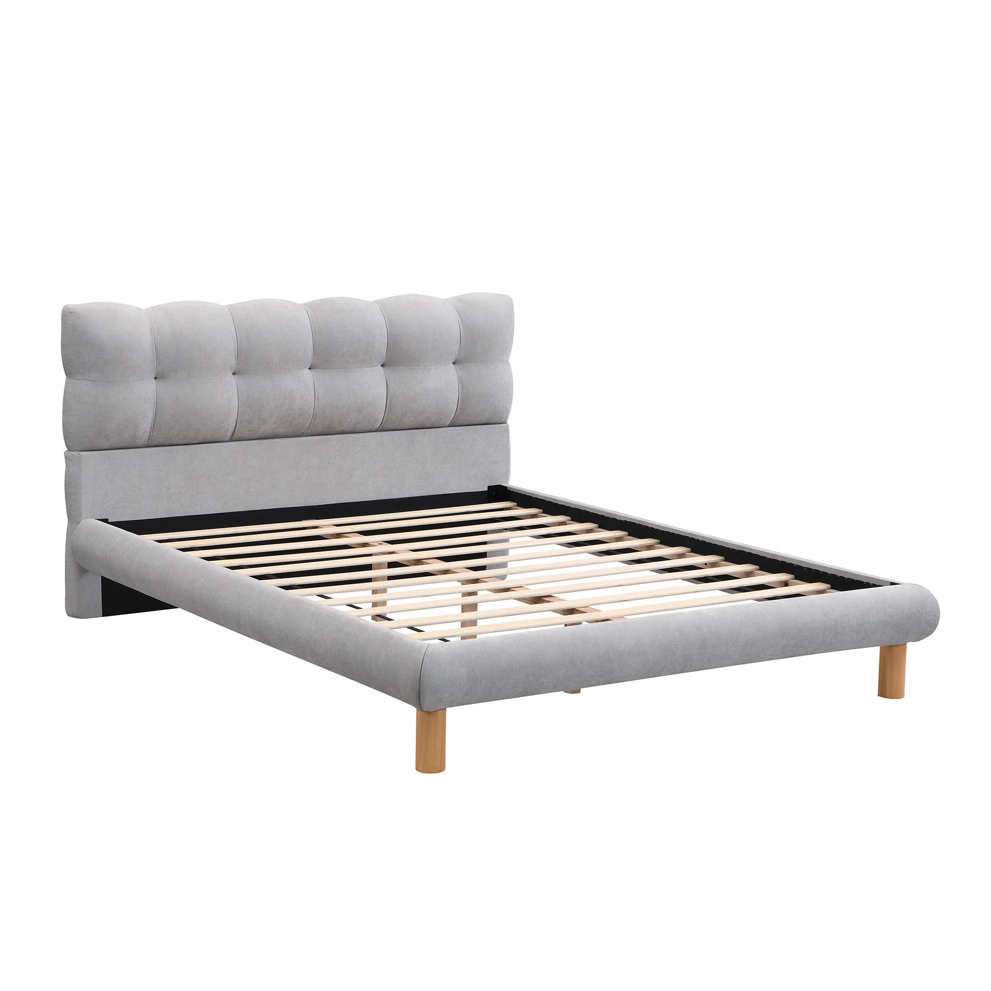 Caldwin Modern Upholstered Chenille Platform Bed with Headboard - furnishings