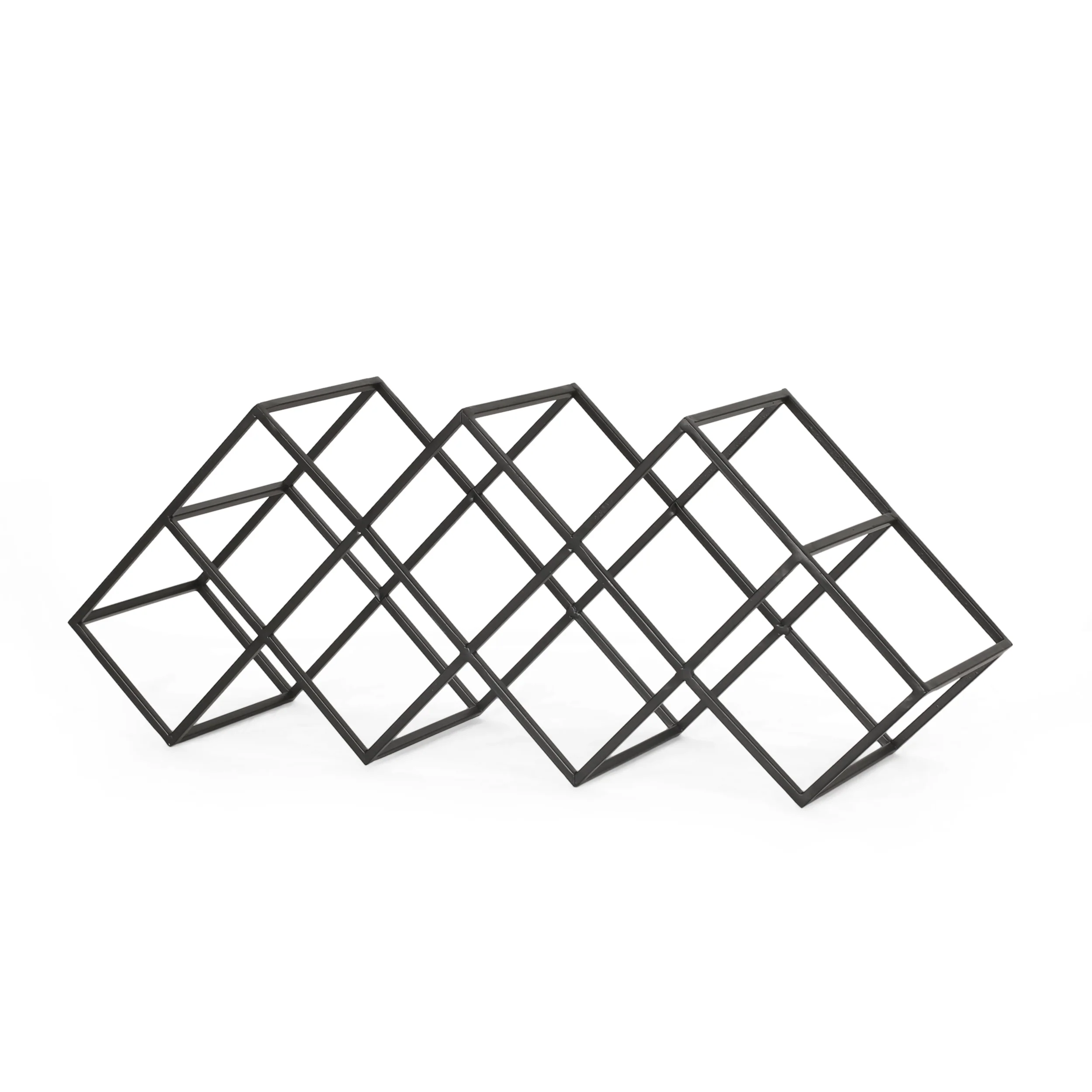 Graveley Modern Industrial 7 Bottle Tabletop Wine Rack, Black - furnishings