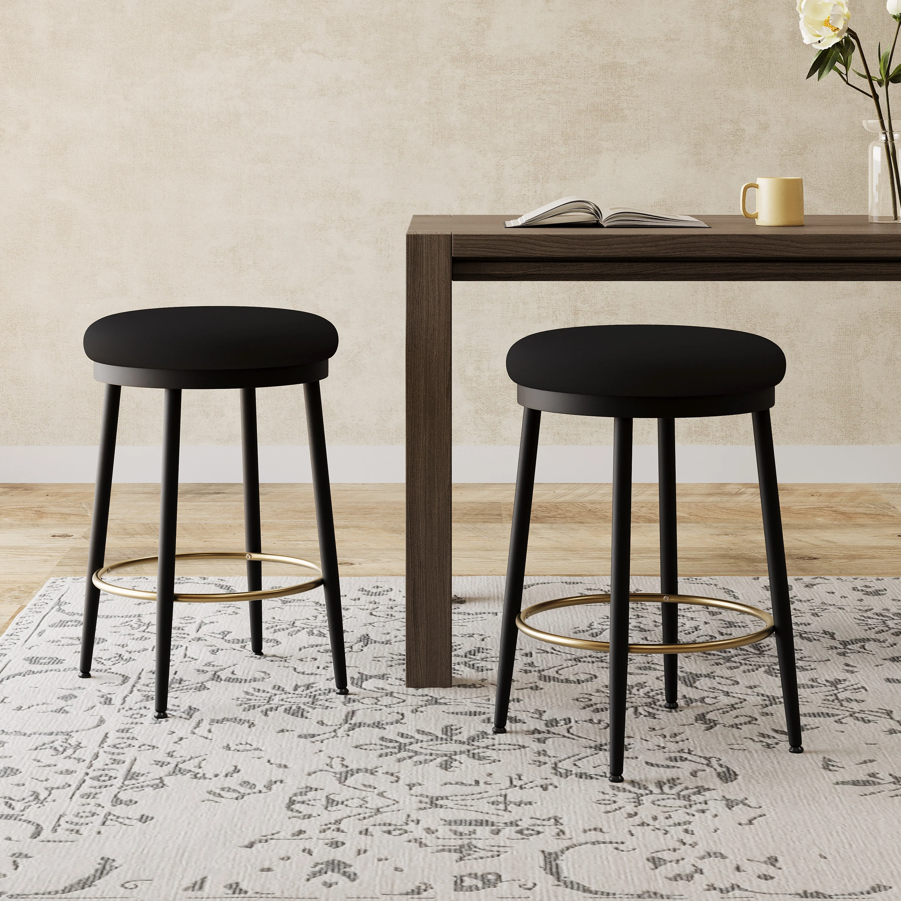 Cedara Modern Upholstered Cushioned Counter Stools with Footrest - furnishings