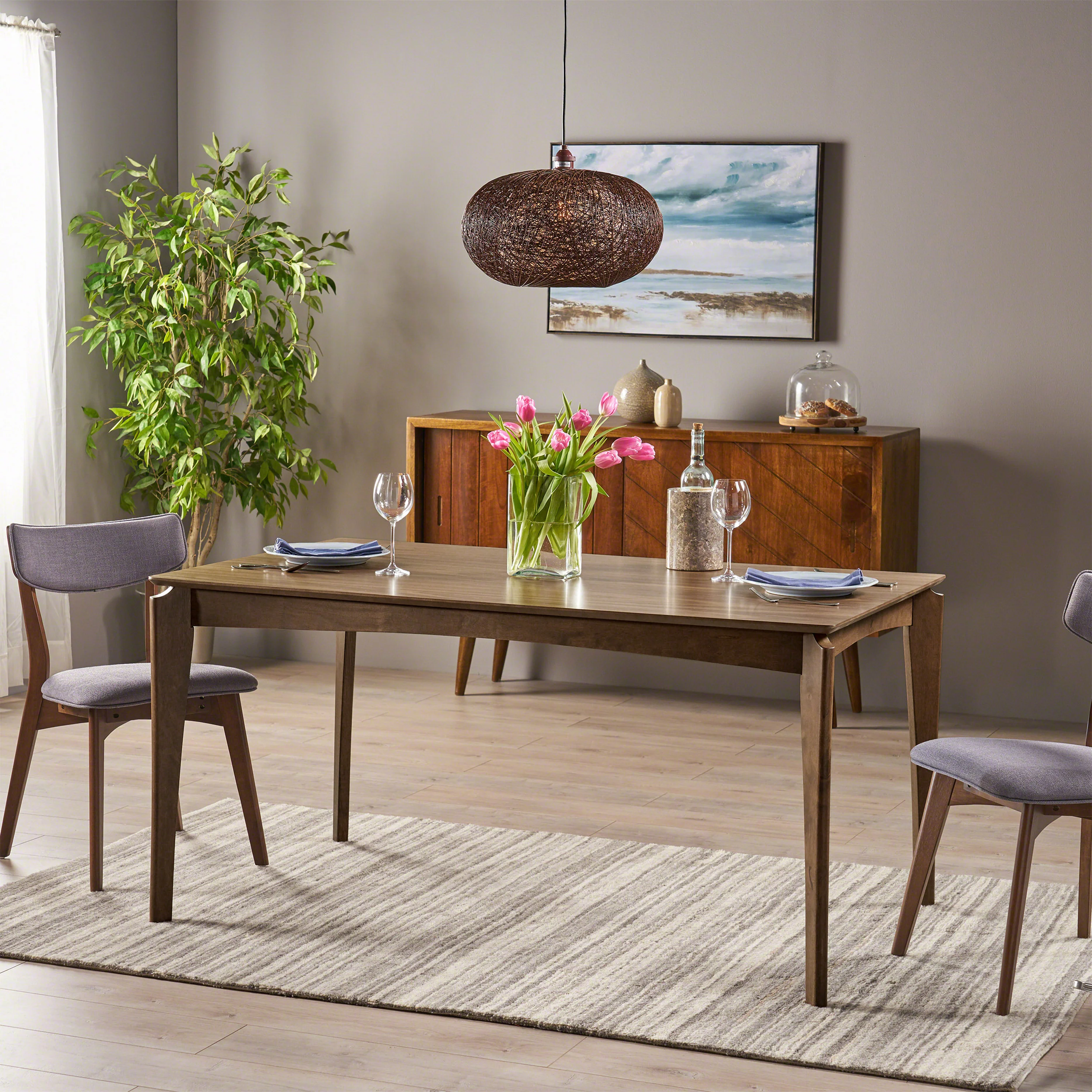 Laveer Mid Century Modern Wood Dining Table - furnishings