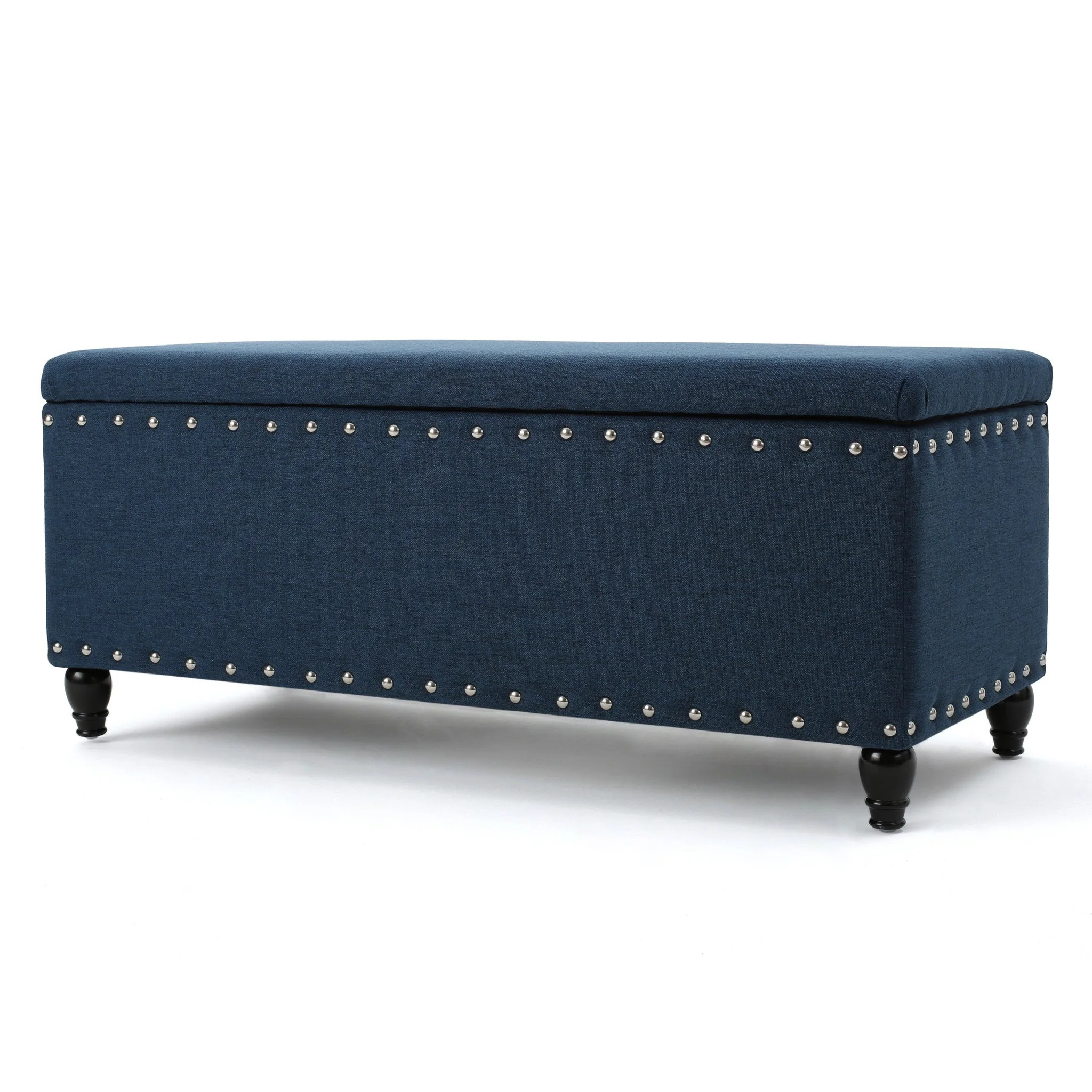Tatiana Contemporary Fabric Storage Ottoman with Nailhead Trim - furnishings