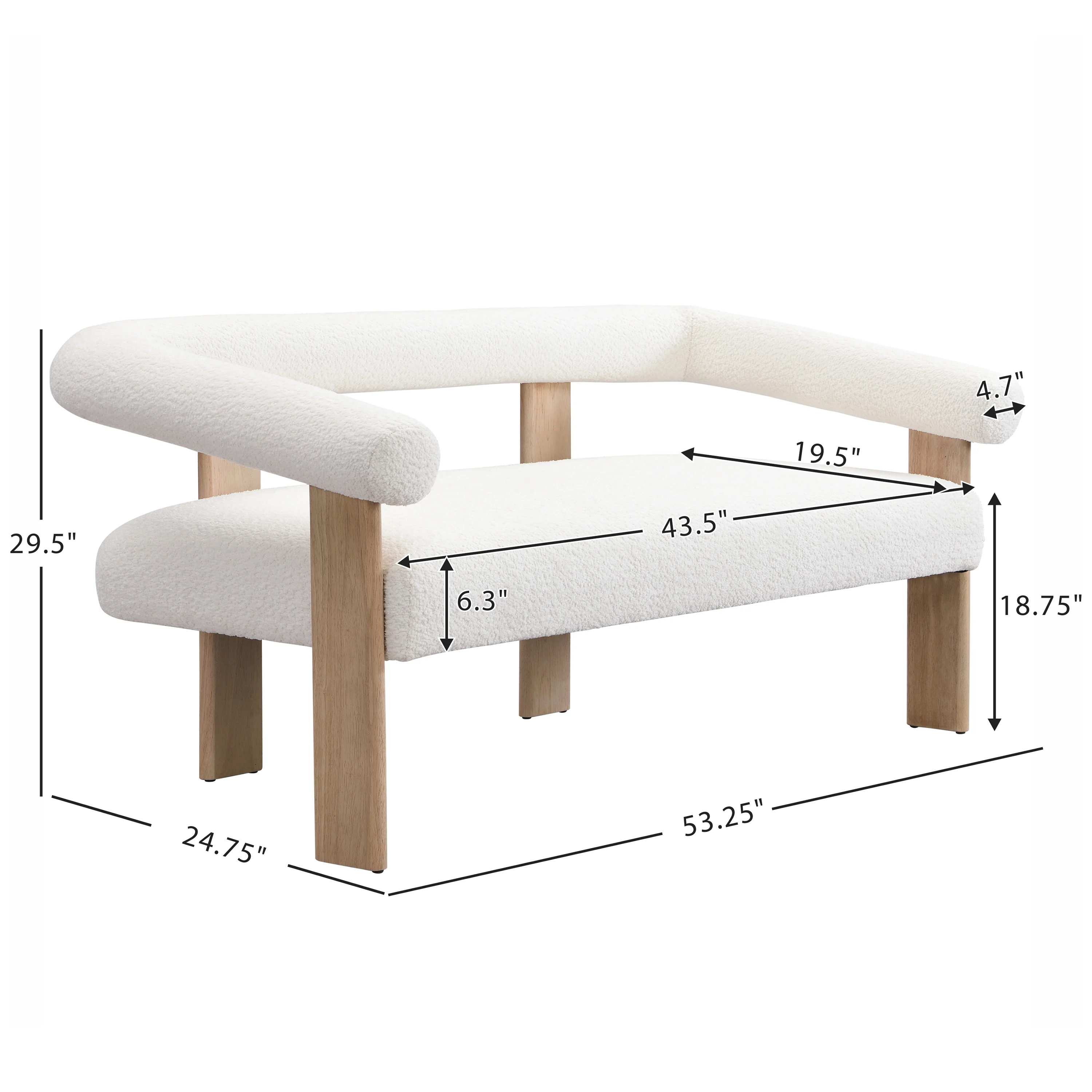Elarer Modern Upholstered Loveseat 2 Seater Sofa - furnishings