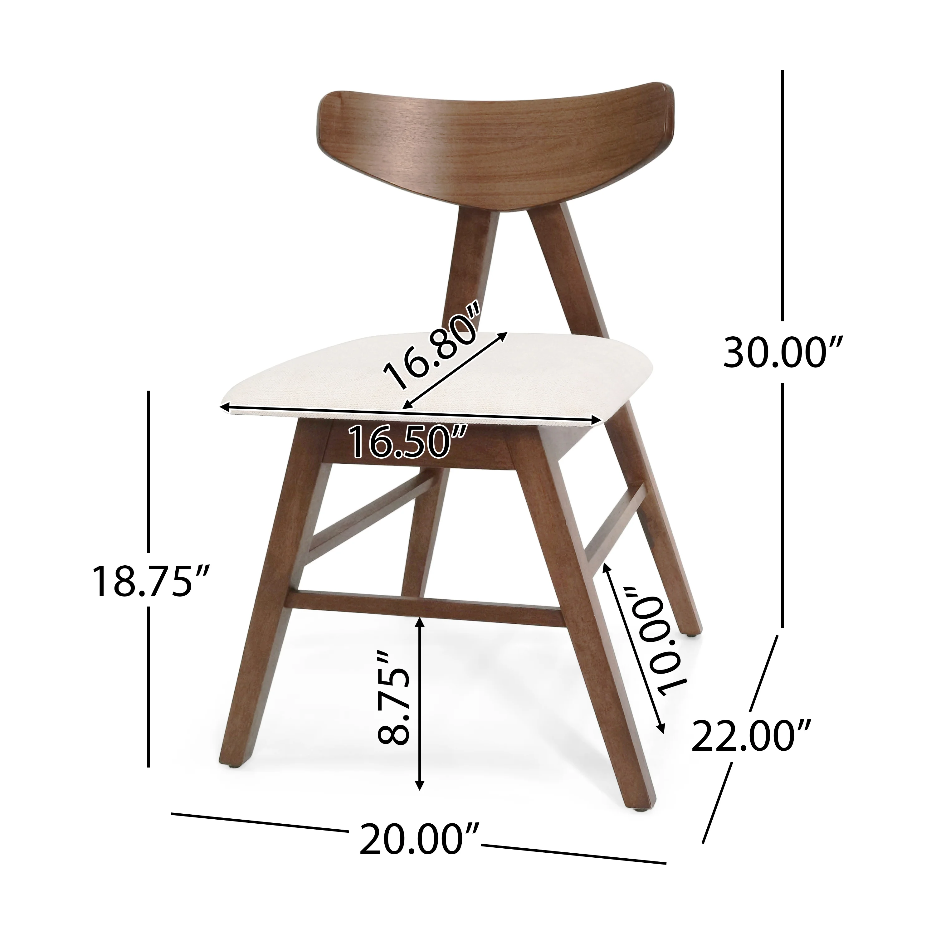 Sunapee Mid Century Modern Fabric Upholstered Wood Dining Chairs, Set of 2 - furnishings