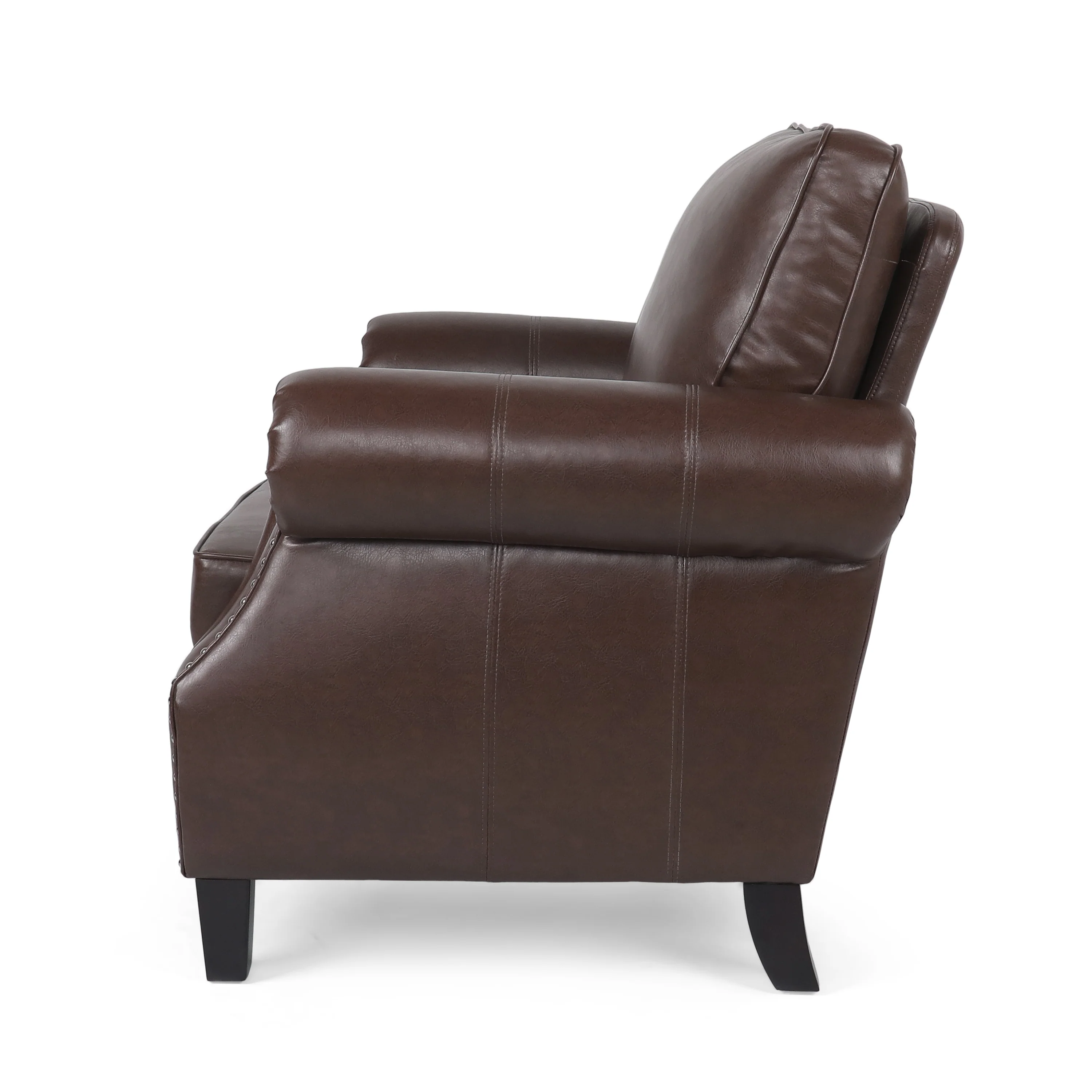 Burkehaven Contemporary Faux Leather Club Chair with Nailhead Trim - furnishings