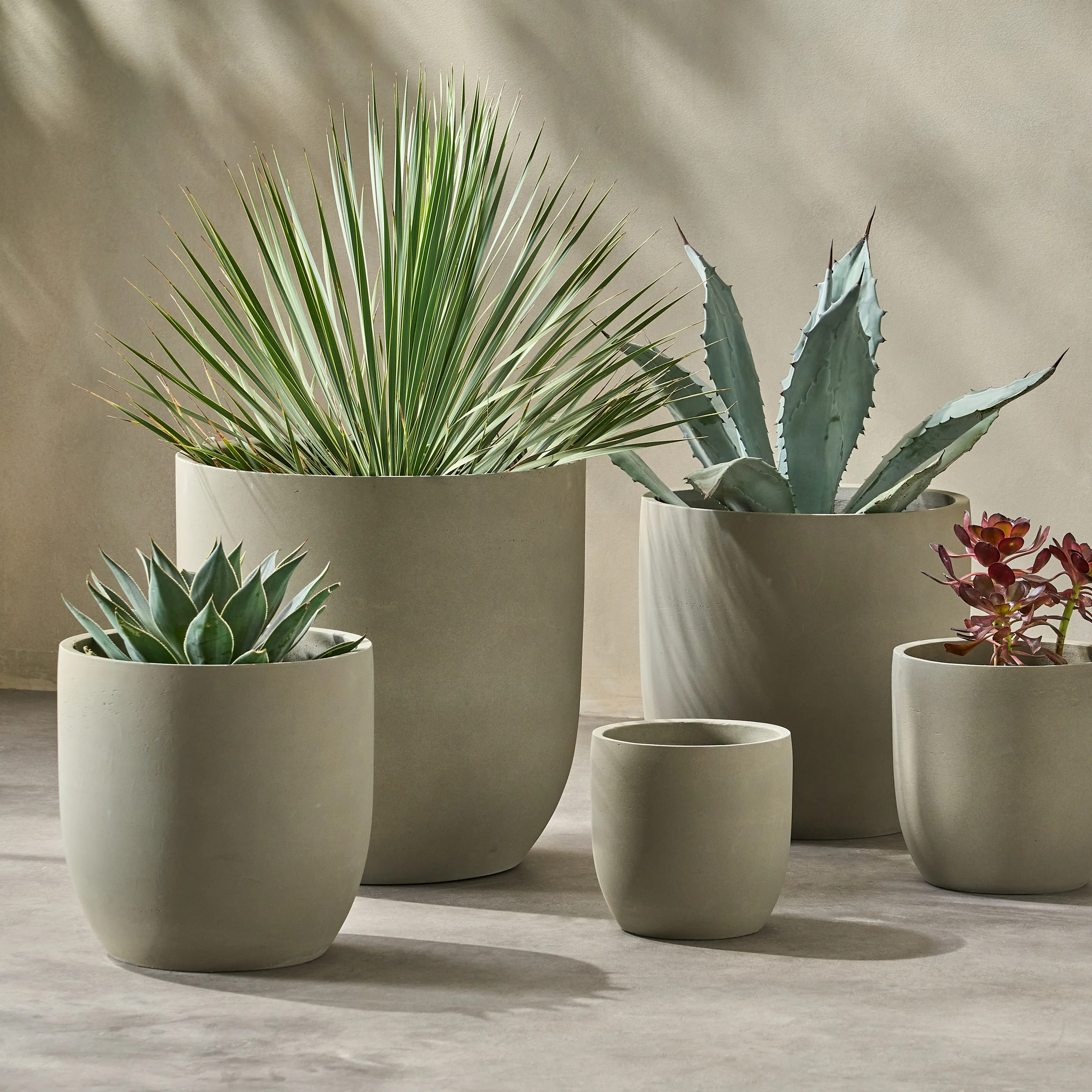 Rochelle Outdoor Cast Stone Planters (Set of 5) - furnishings