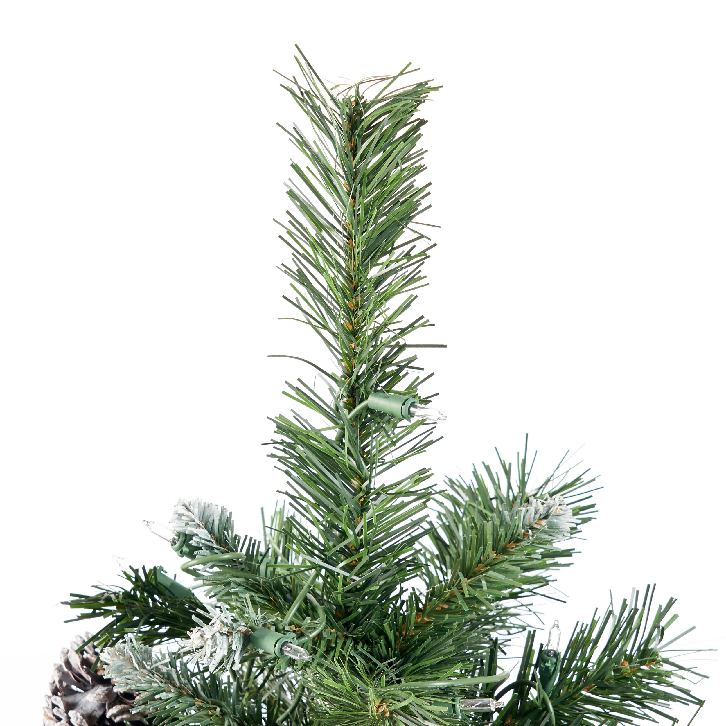 4.5-foot Mixed Spruce Hinged Artificial Christmas Tree with Frosted Branches, Red Berries, and Frosted Pinecones - furnbro