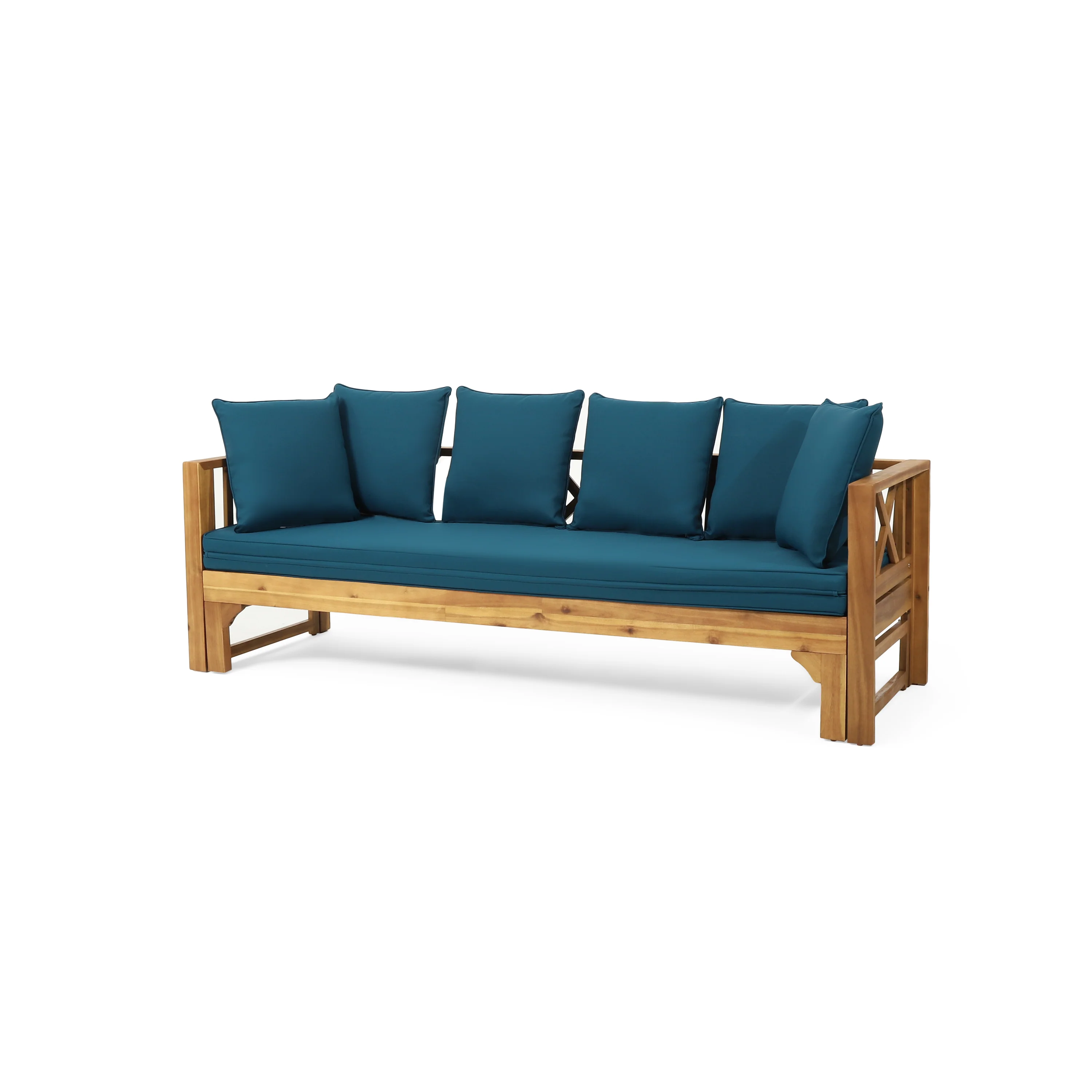 Camille Outdoor Extendable Acacia Wood Daybed Sofa - furnishings