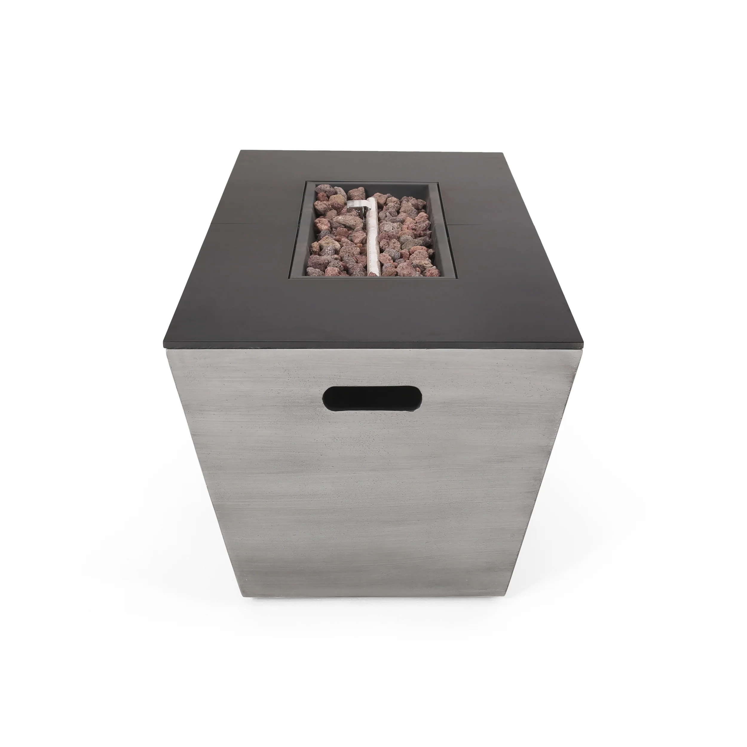 Harmon Outdoor 50,000 BTU Lightweight Concrete and Ceramic Rectangular Fire Pit (No Tank Holder), Dark Gray and Black - furnishings