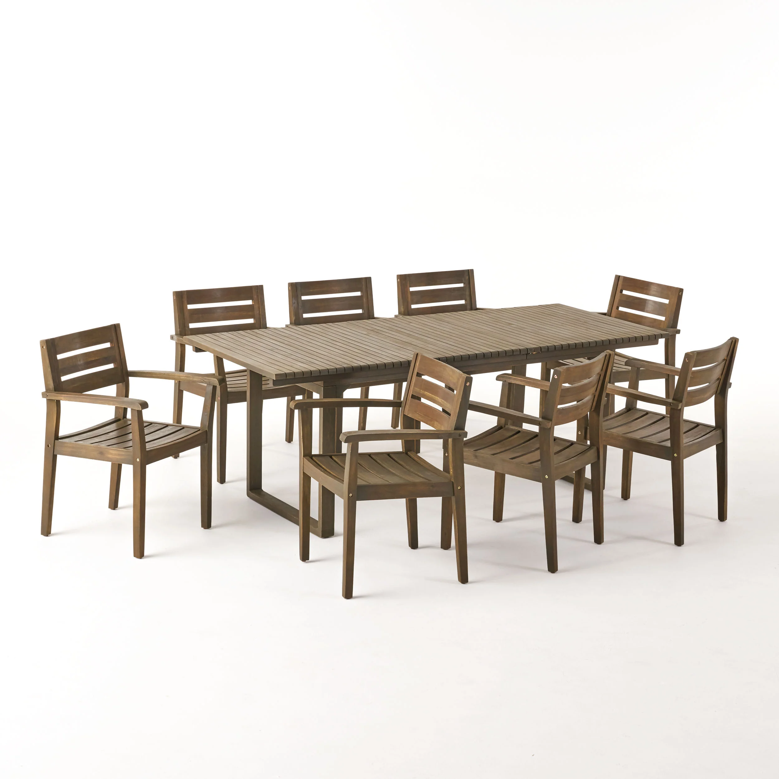 Fern Outdoor 8 Seater Expandable Acacia Wood Dining Set - furnishings