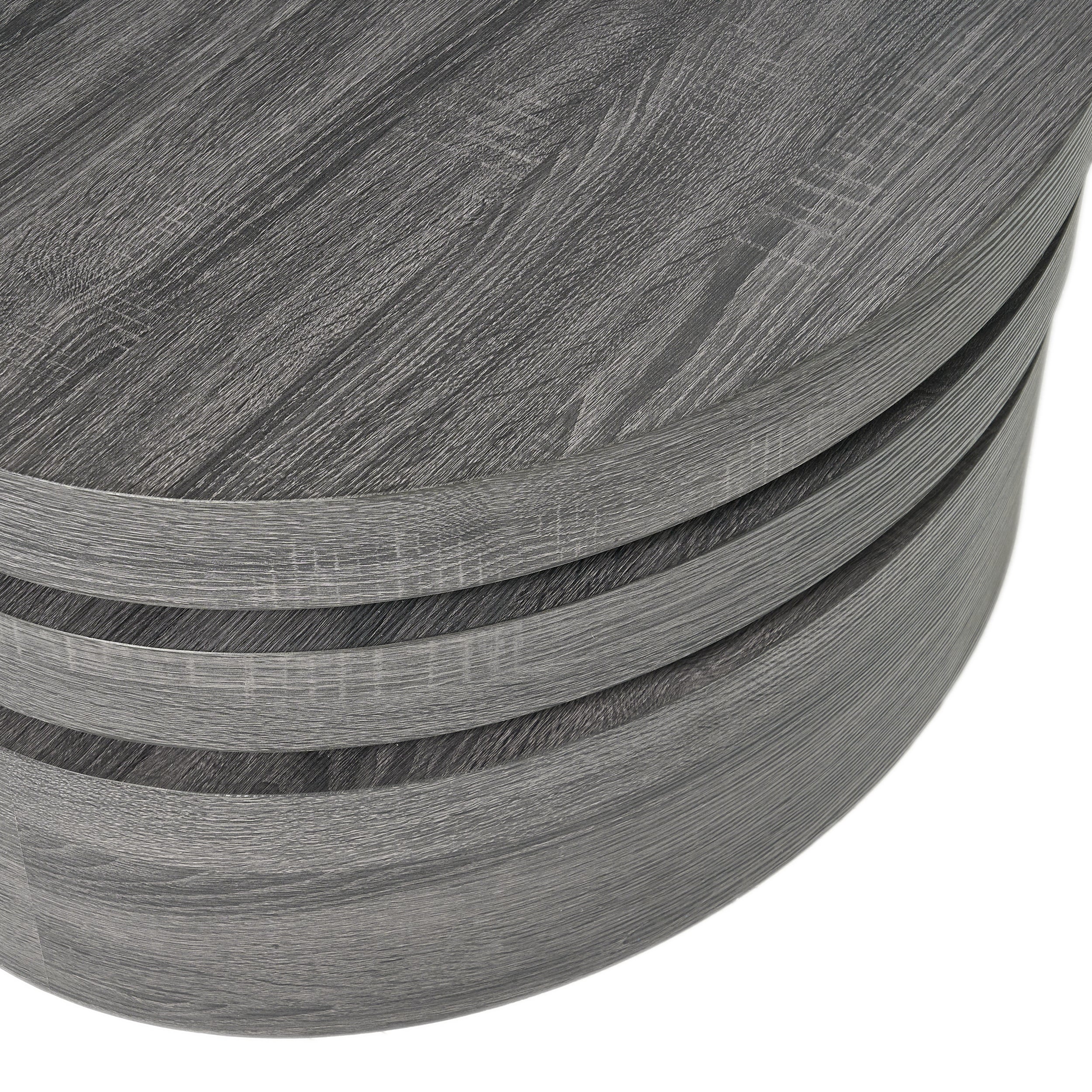Lenox Modern Oval Black Oak Finish Faux Wood Rotating Coffee Table - furnishings