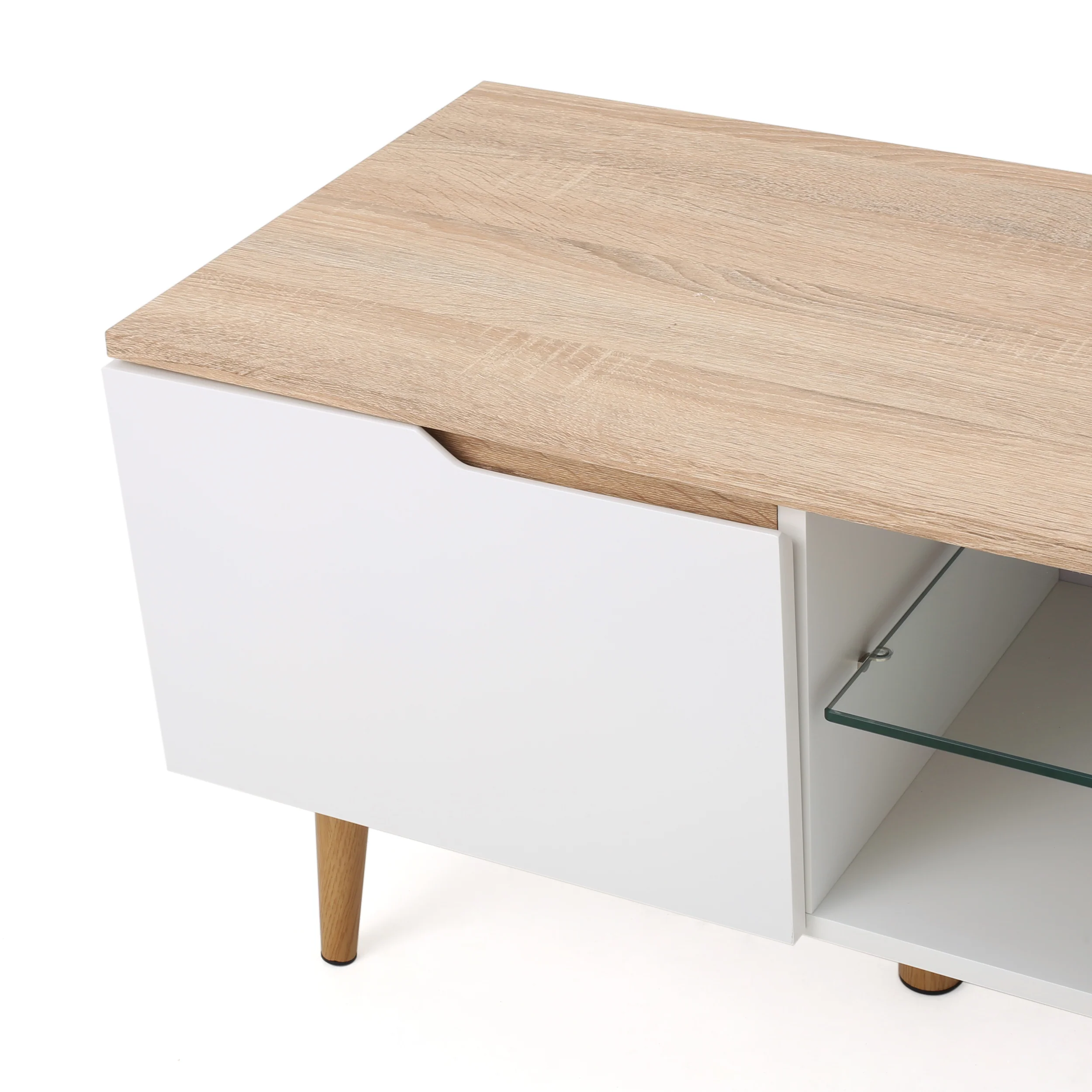 Ringsted Mid Century Modern 2 Cabinets & Glass Shelf TV Stand - furnishings