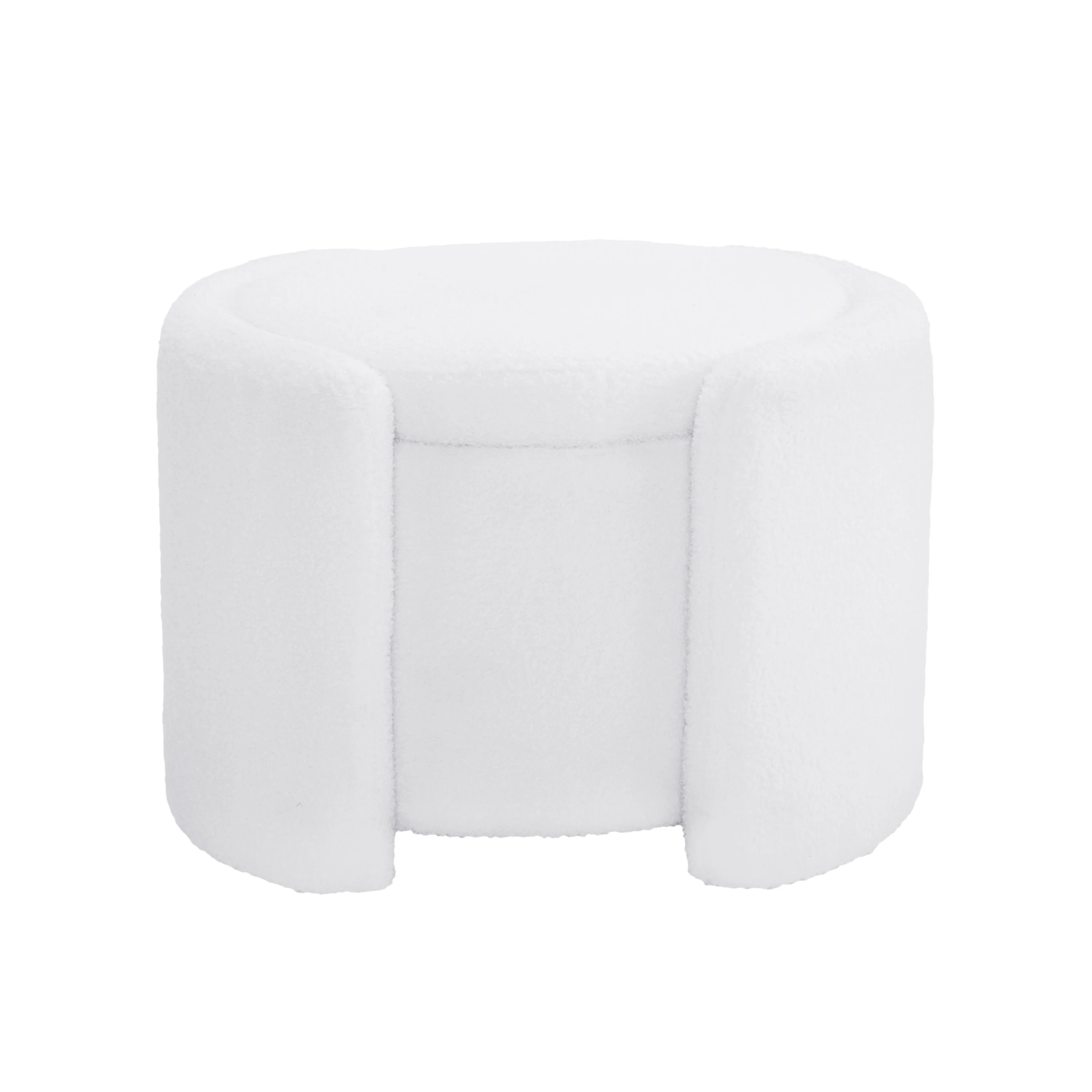 Cozy Lamb Fleece Oval Storage Ottoman Footstool Bench - furnishings