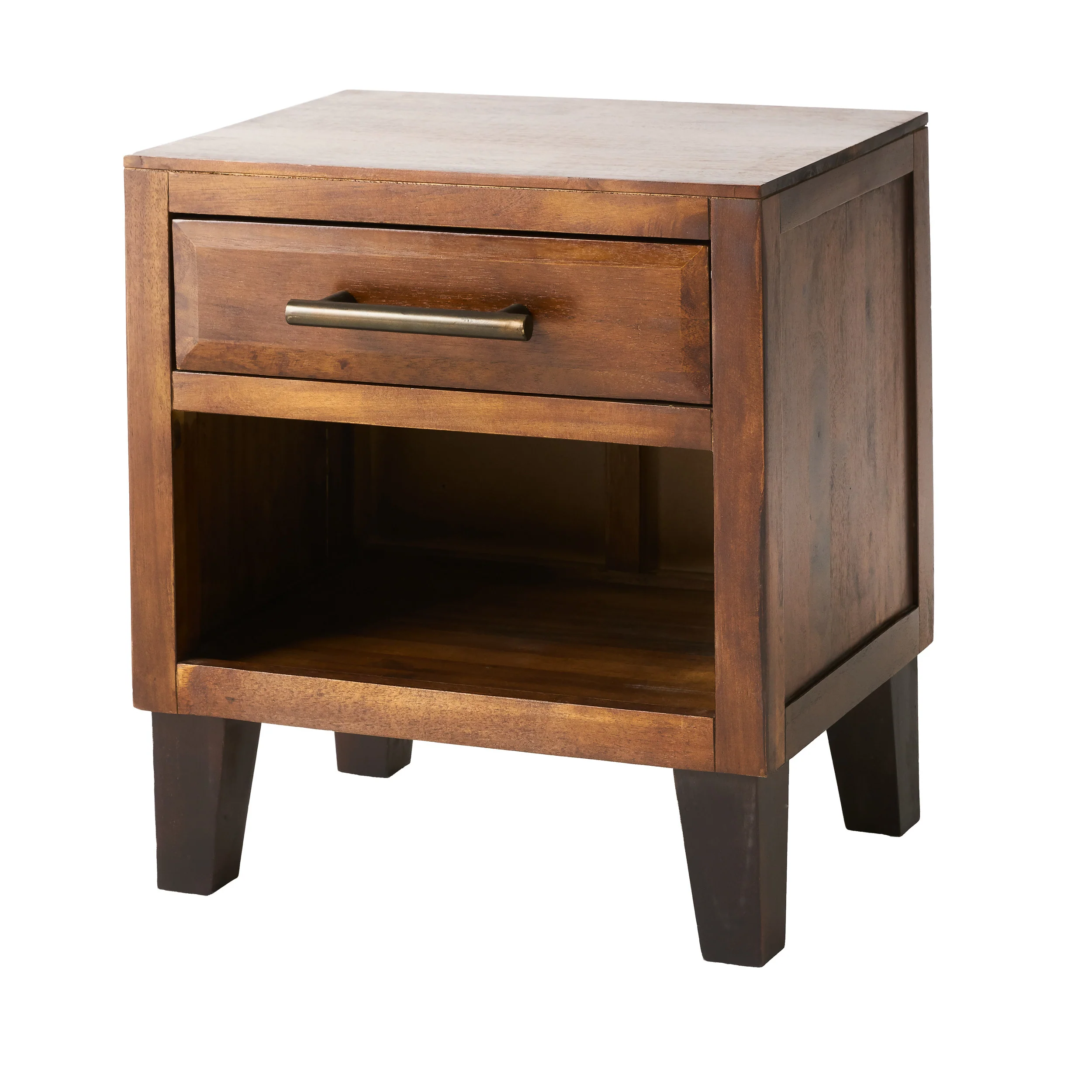Glendora Brown Mahogany Solid Wood Single Drawer End Table Nightstand - furnishings