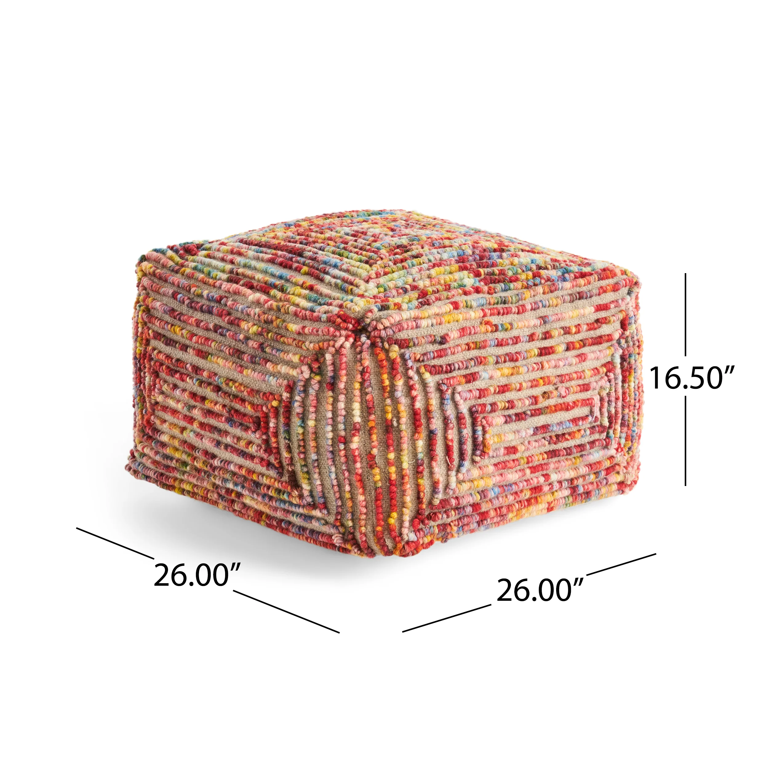 Jaylee Boho Wool Ottoman Pouf - furnishings