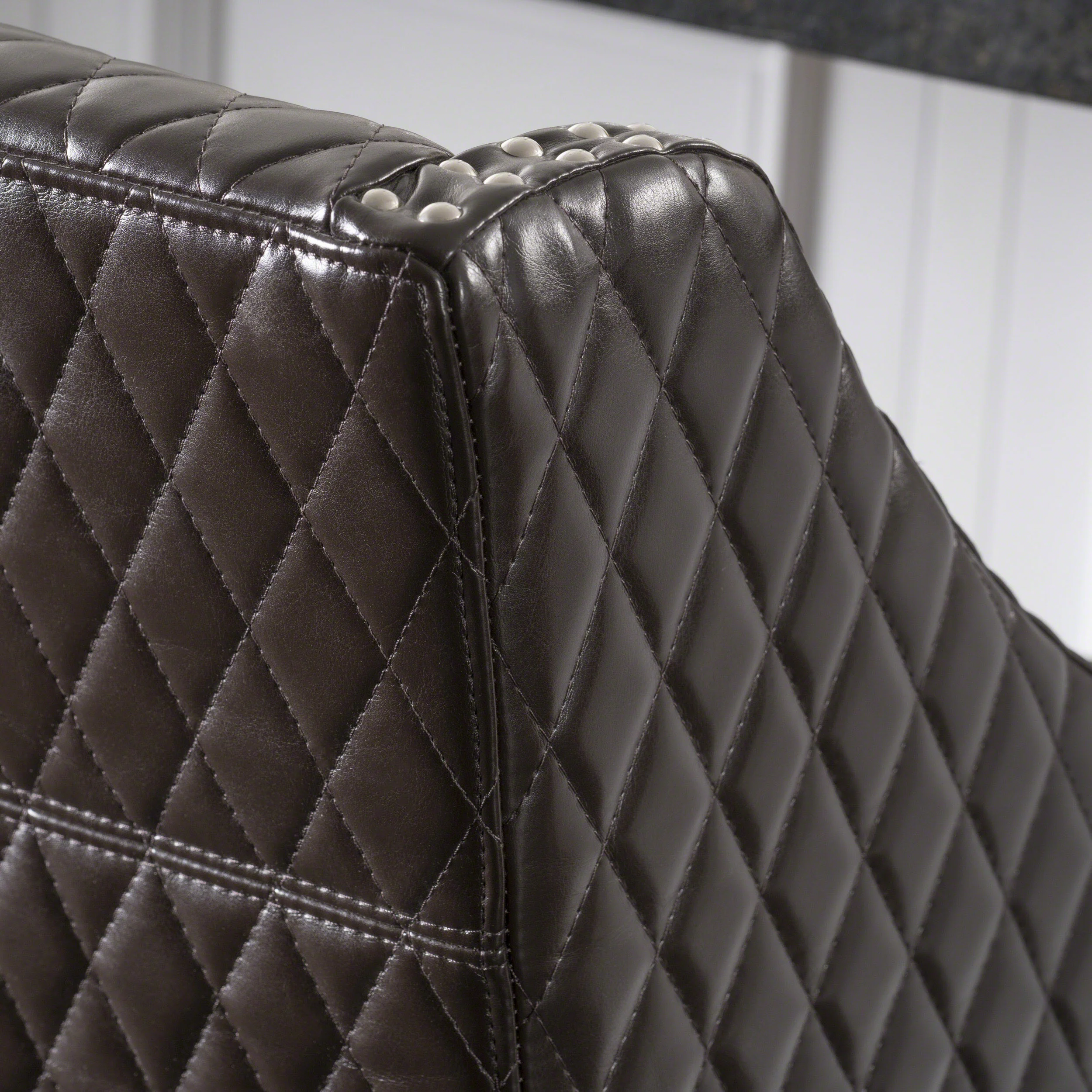Larue Contemporary Quilted Brown Bonded Leather Barstool with Nailhead Trim - furnishings