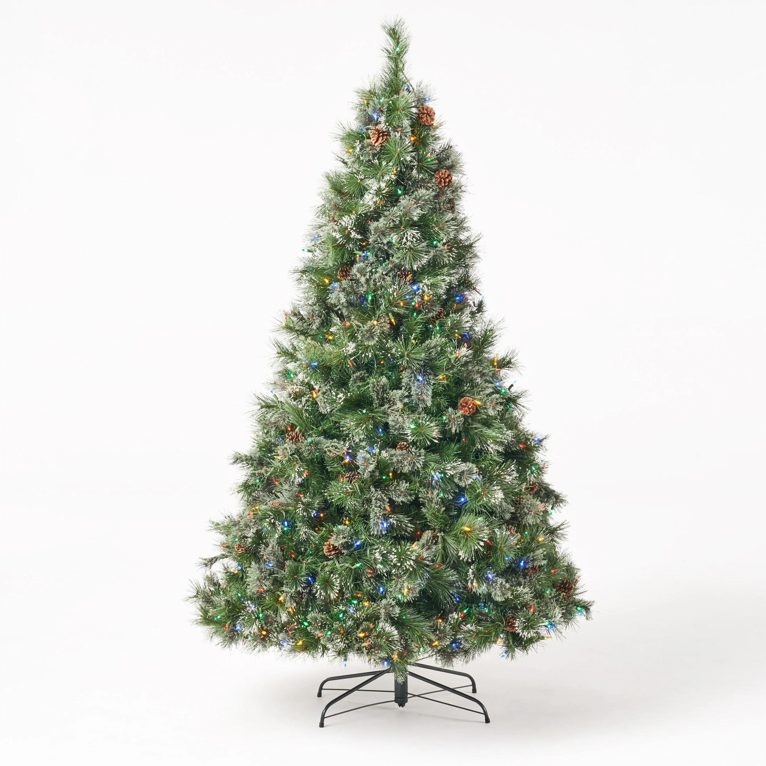 7-foot Cashmere Pine Pre-Lit Artificial Christmas Tree with Snowy Branches and Pinecones - furnishings